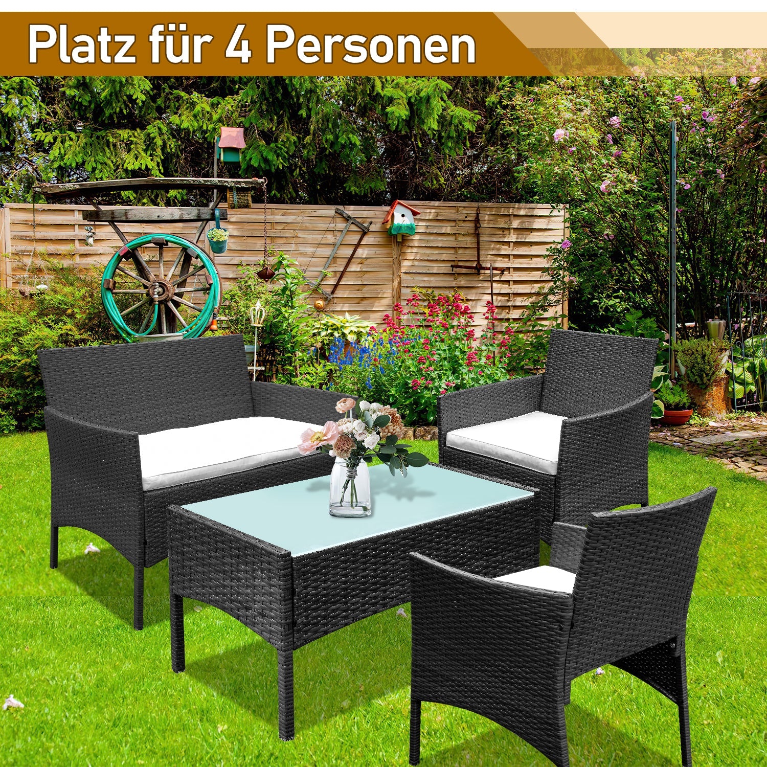 Sonnewelt Polyrattan Loungeset Tuinmeubelset