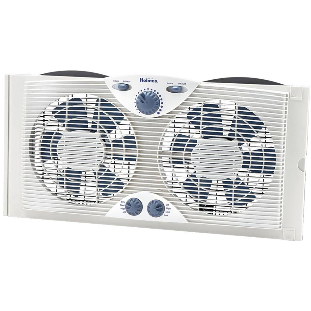 Holmes HAWF2041 Dual Blade Window Fan with Thermostat, 3 Speeds, Fits 24-37′′ Windows, White