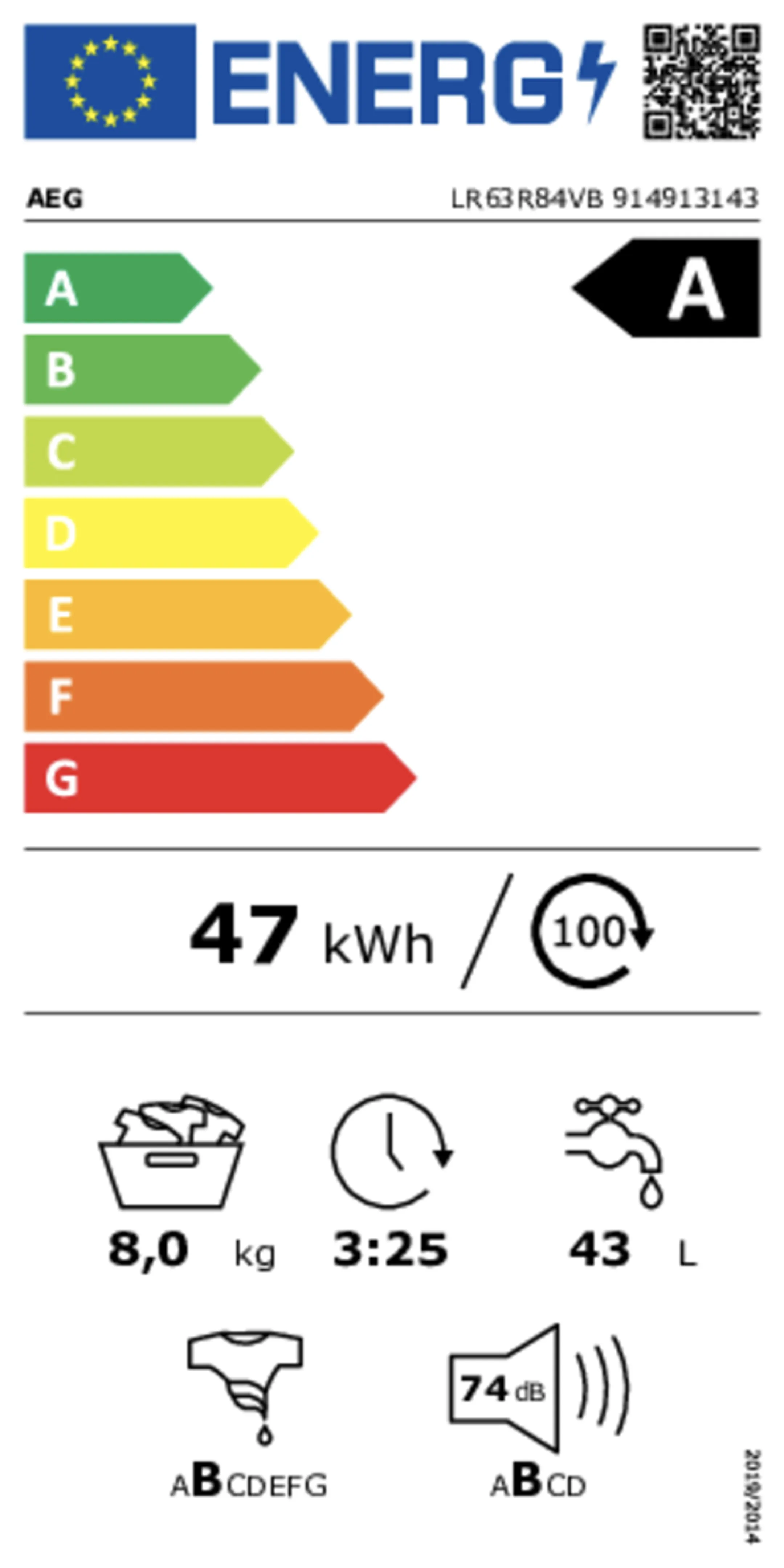 AEG Wasmachine LR63R84VB ProSense