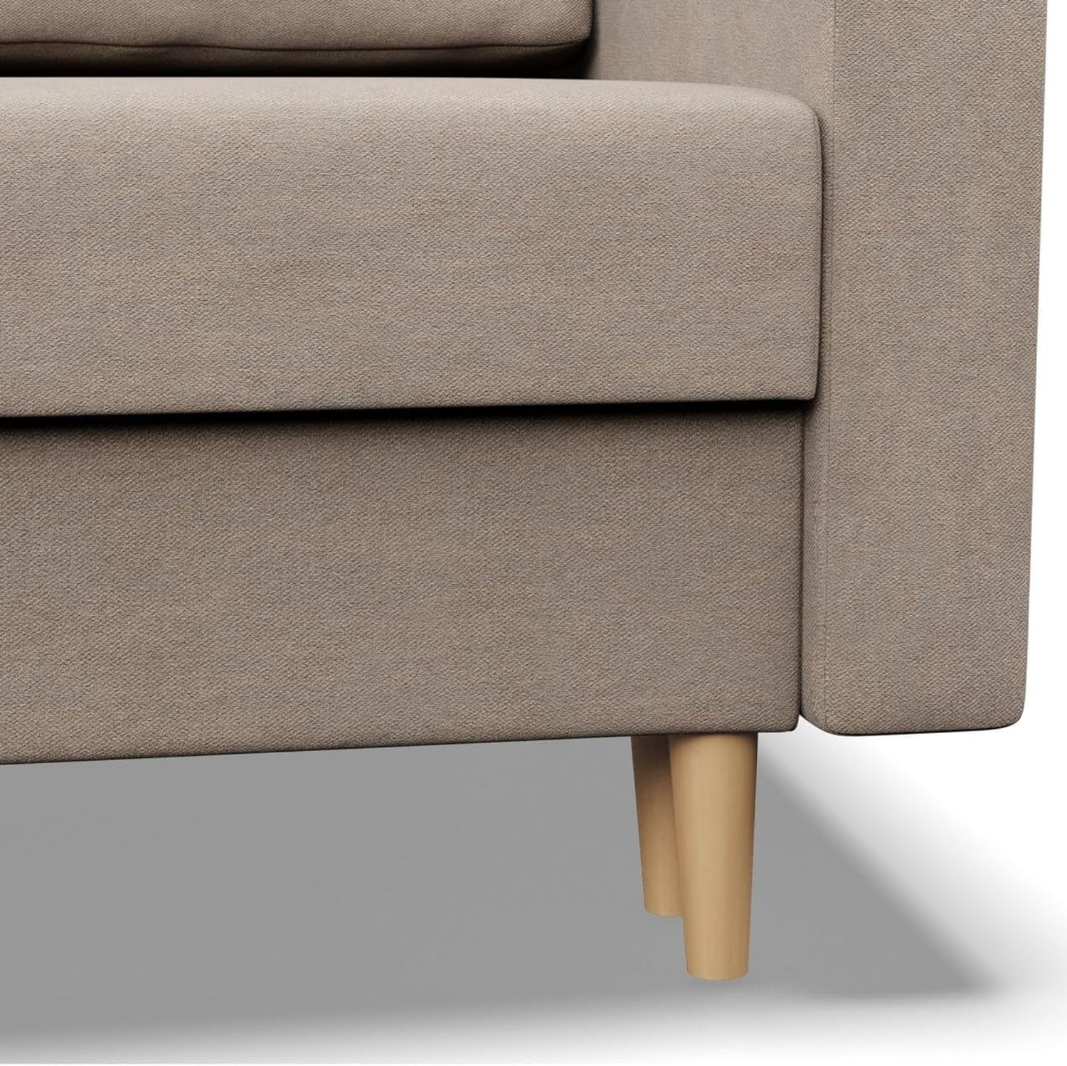 Mebligo - Sofa Mit Schlaffunktion Und Bettkasten Blank, 3 Sitzer 212 cm Breit, Schlafsofa Mit Bonellfederkern im Sitz, Ausziehbares Couch Auf Holzfüßen, Wohnzimmer - Beige