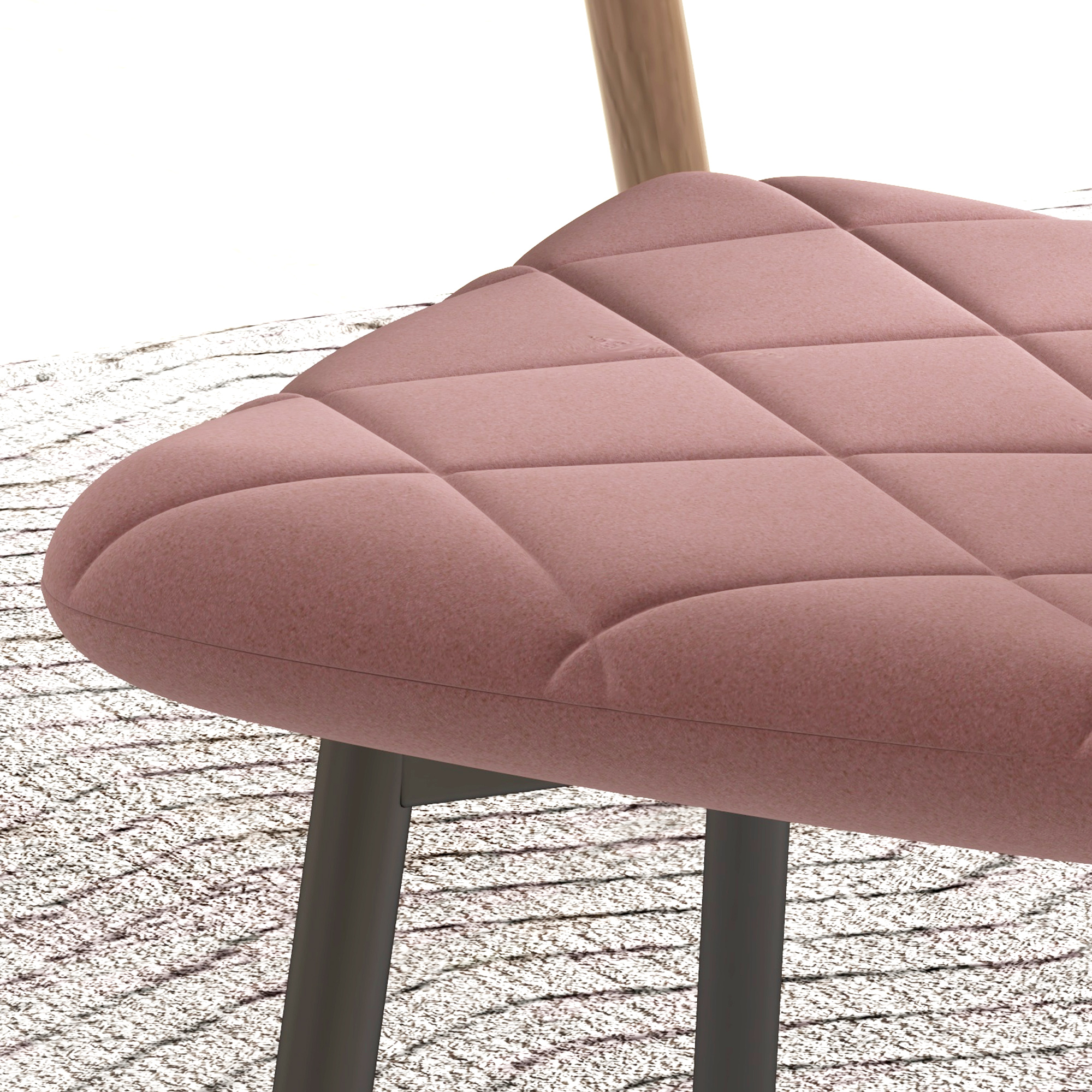 4-delige Set Eetkamerstoelen in Fluwelen Look met Rugleuning, 45 x 54 x 87 cm, Roze