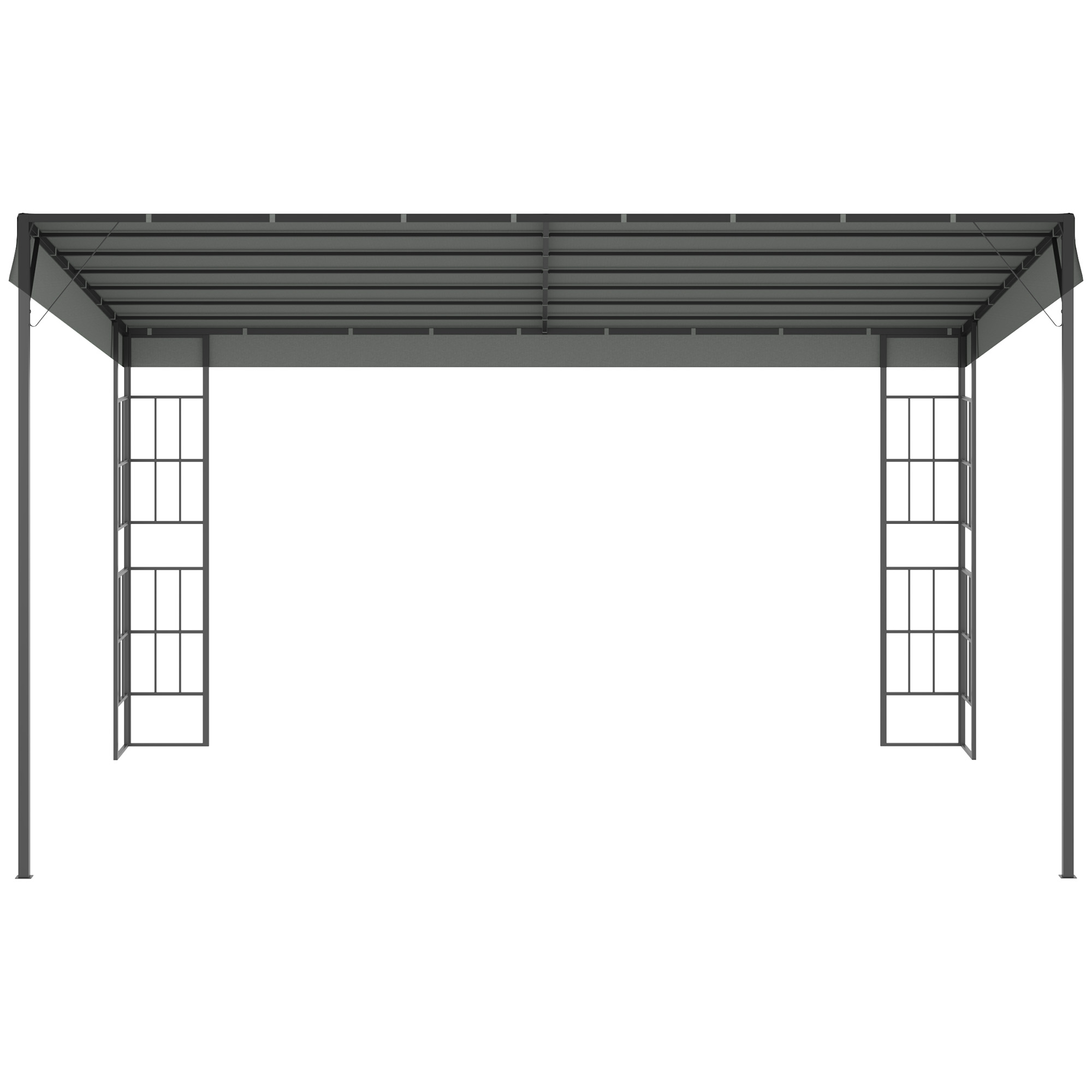 hellend dak pergola grijs+zwart 4 x 3 x 2.5m