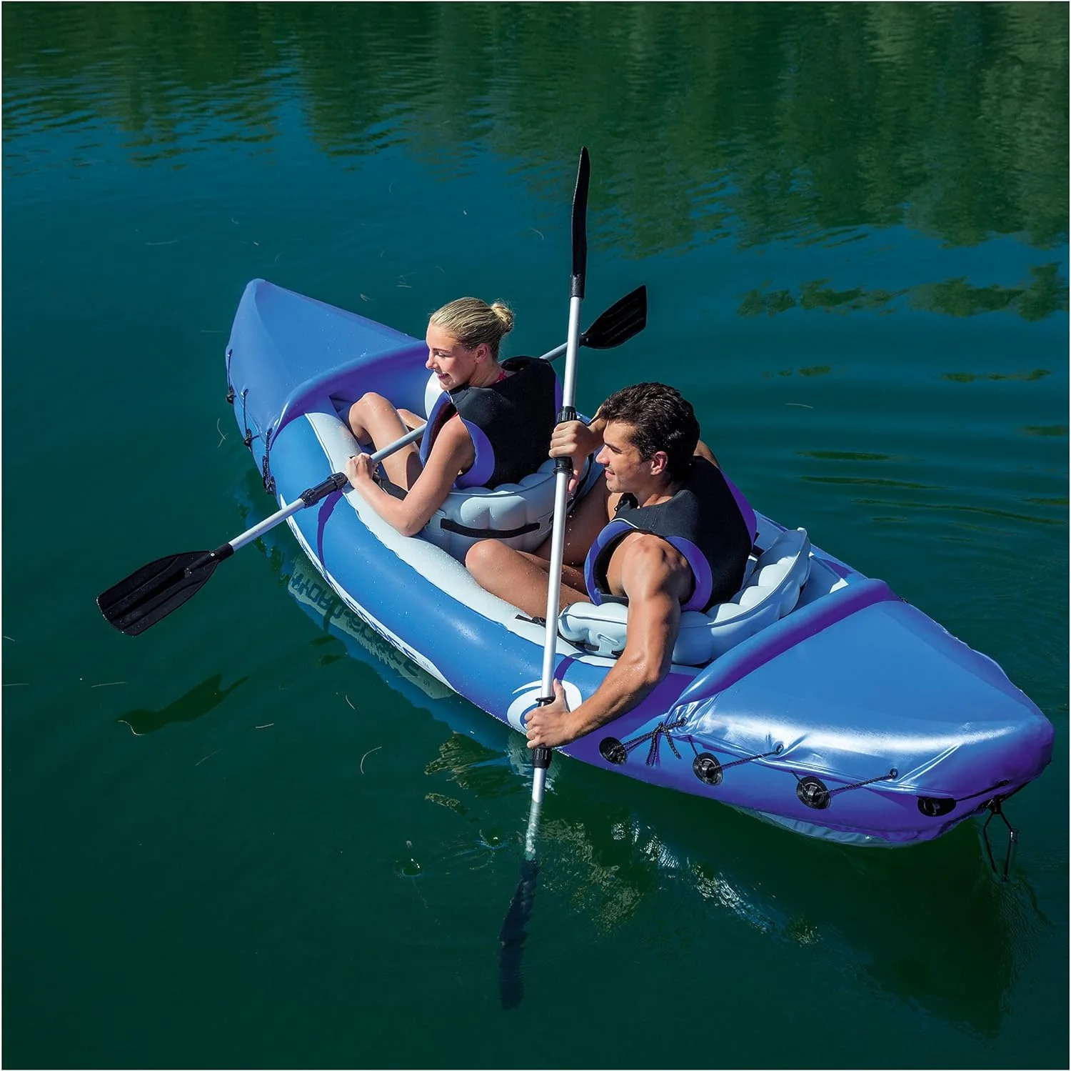 2025 Bestway Lite-Rapid X2 Opblaasbare Kayak Voyager, Blauw, 126 x 35 Inch