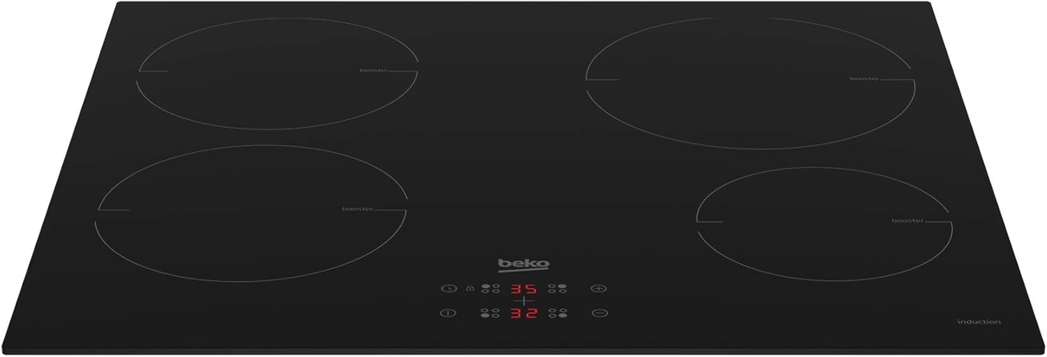 Beko BBSM12340X Einbau-Backofen-Set, zwei autarke Geräte: Induktionskochfeld mit 4 Kochzonen, Backofen mit 8 Heizarten, 72 l Garraum-Volumen, Kindersicherung, Sensortasten, Schwarz/Edelstahl