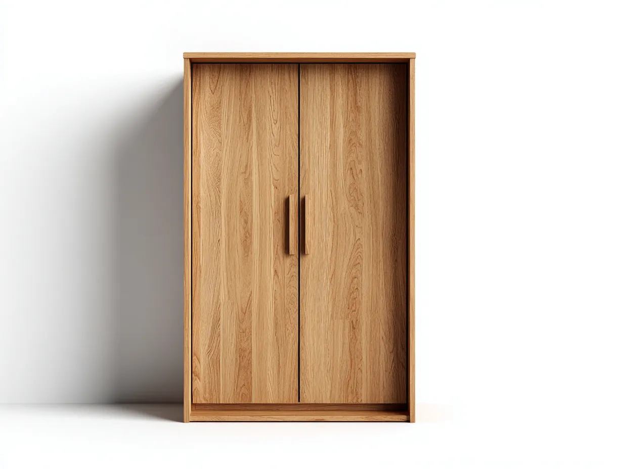 Kleiderschrank mit zwei Türen - Holzwerkstoff-Massivholz - 95 x 57 x 192 cm - Natur - Moderner Stil