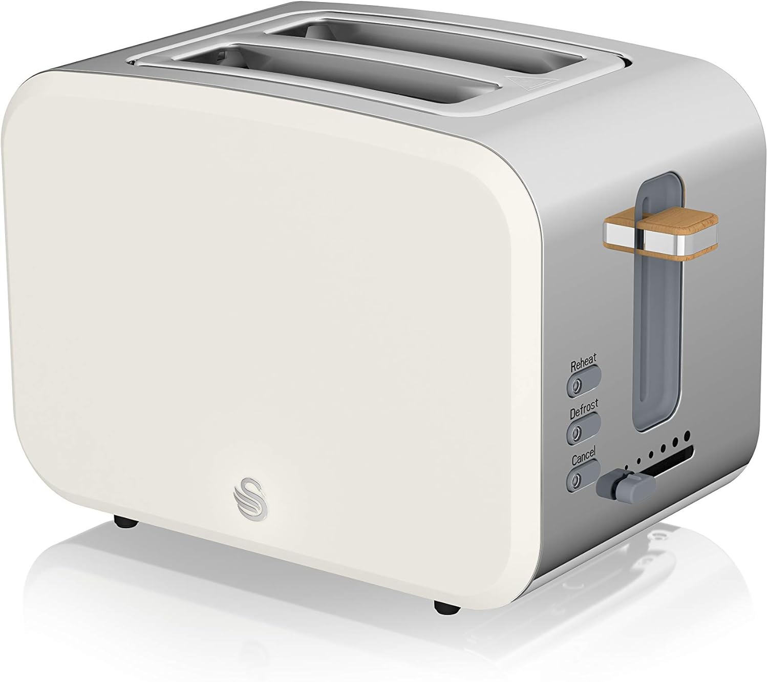 Swan Nordic 20 L digitaler Mikrowellenherd, 6 Leistungsstufen, 800 W Leistung, 30-Minuten-Timer, einfache Reinigung, Abtaumodus, modernes Design, Griff in Holzoptik, mattwei