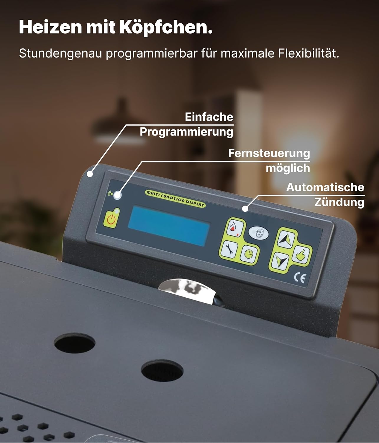 NEMAXX® P12 Pelletofen 13,6 kW A+ bis 300 m³ – Auto-Reinigungszyklus, ECO-Modus, Wochenprogramm & mechanische Reinigungsunterstützung – Rot