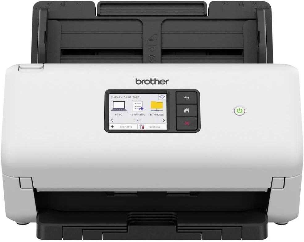 Brother ADS-4500W, flexibele documentscanner met USB, LAN en WLAN, dubbelzijdig scannen, touchscreen, ADS4500WRE1, wit