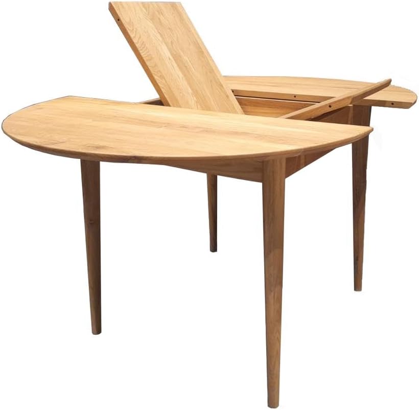 Esstisch Scandi (rund, ausziehbar) • Tisch für Küche, Esszimmer & Wohnzimmer • Massivholz (Eiche) • Eiche Natur • Runder Ausziehtisch (Honigeiche, 120-155 X 120 X 75 cm..)
