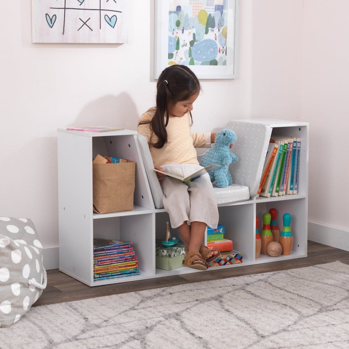 Boekenkast met leeshoek - Wit