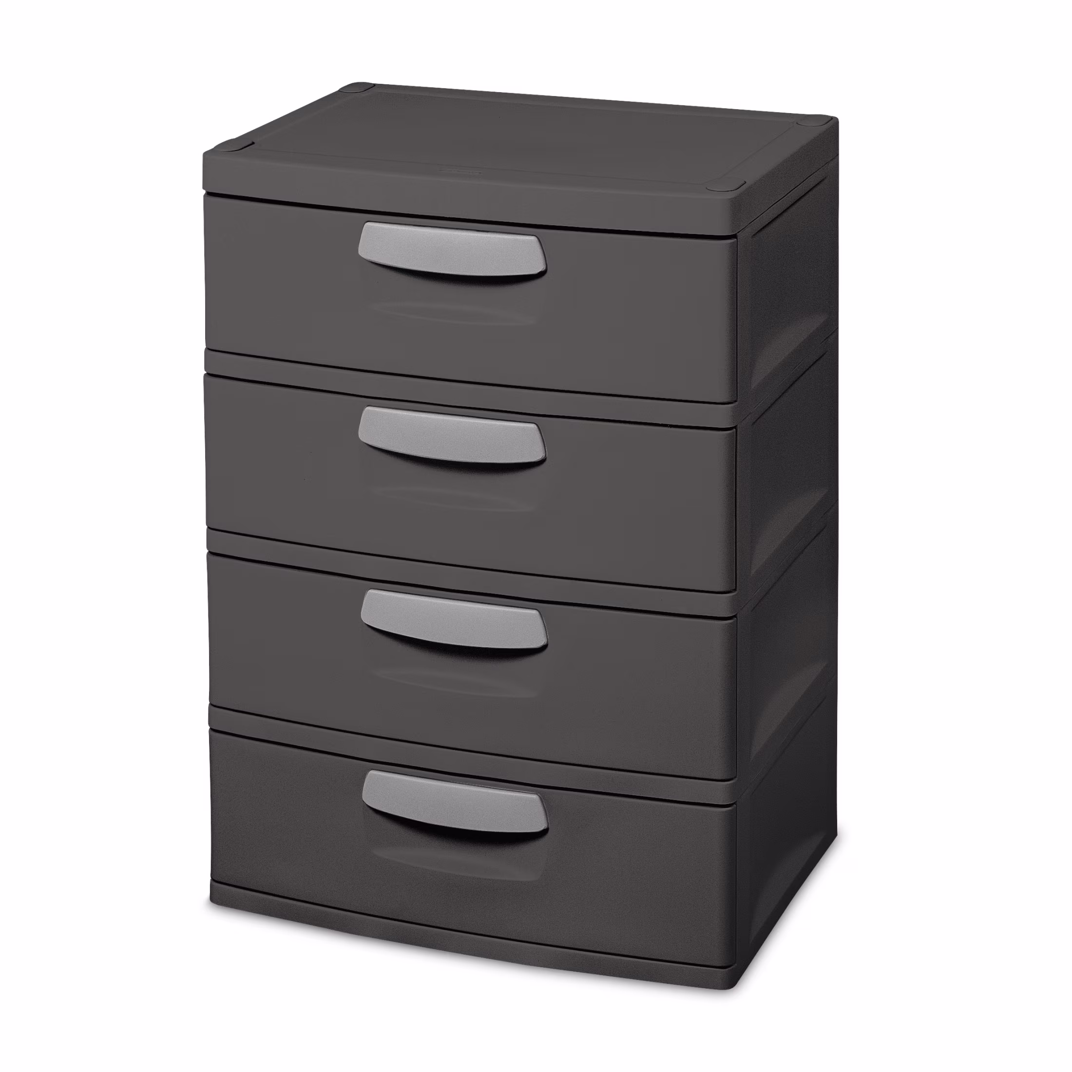 Sterilite 4 Drawer Unit, Durable Plastic Storage Solution for Garages and Basements, Dark Gray