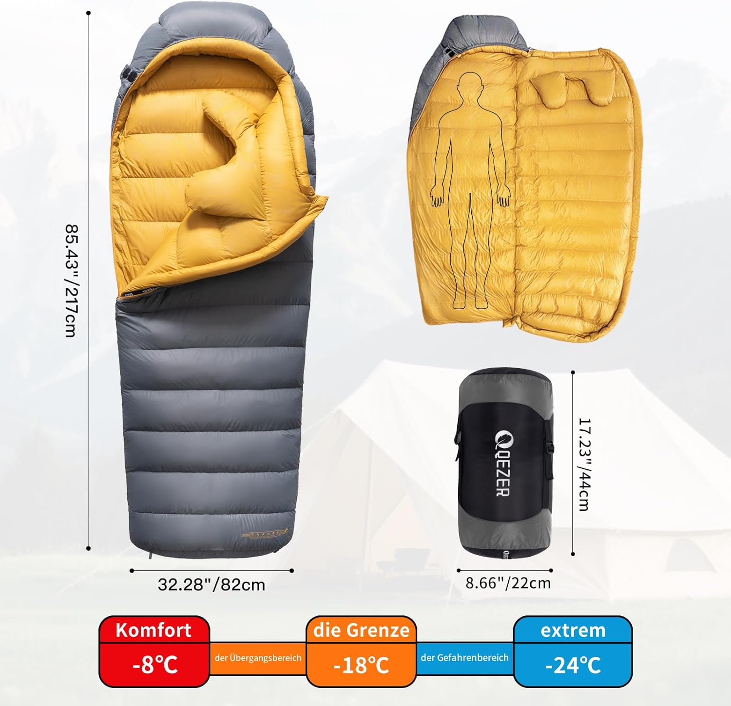 daunenschlafsack verfügt über EIN Graphenfutter und eine 620FP Füllkraft von Entendaunen, 4-Jahreszeiten-Schlafsack, Ultraleicht, geeignet zum Wandern, Campen und Bergsteigen