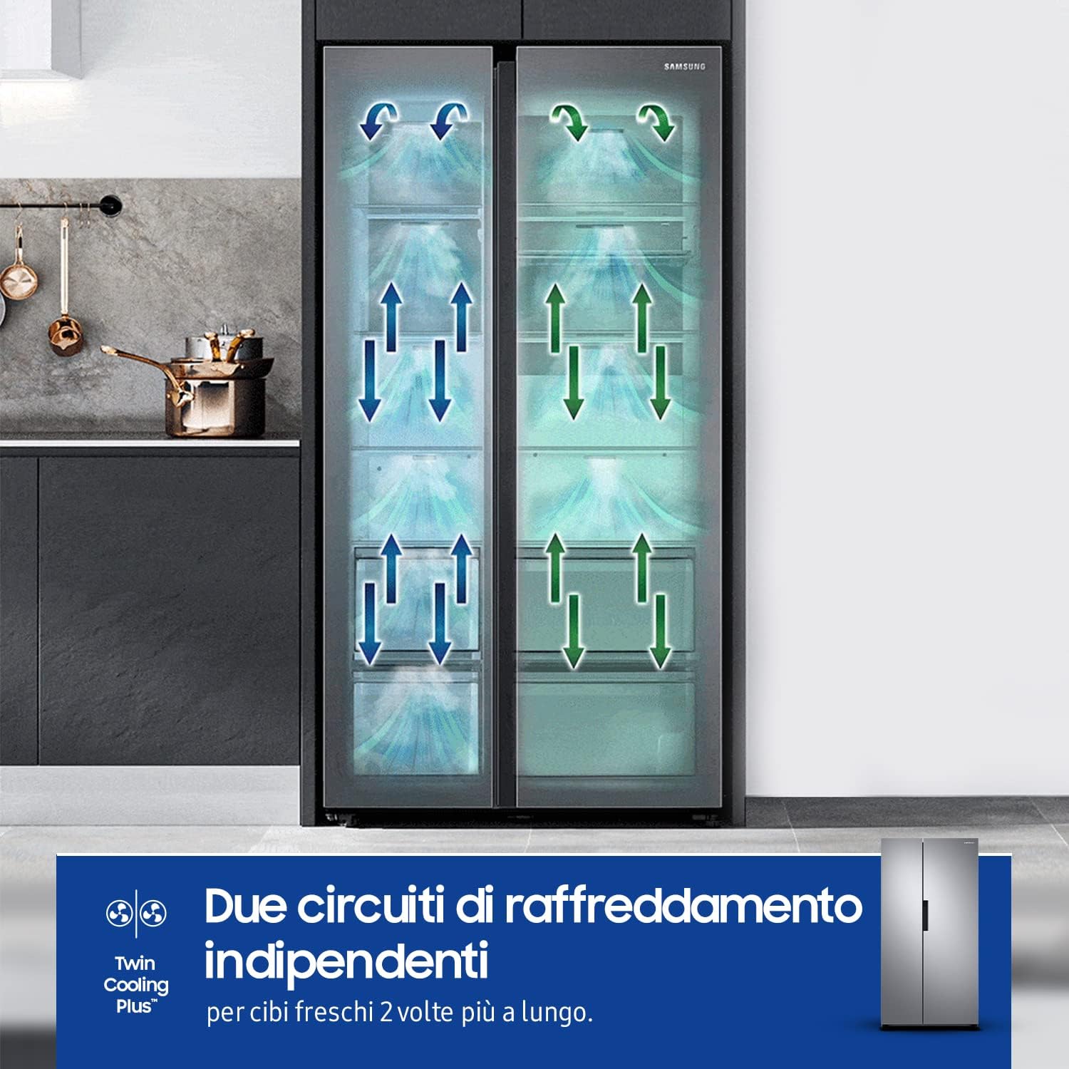 Samsung RS66A8101SL/EF Réfrigérateur Side by Side - Réfrigérateur 409L, Congélateur 243L, 358 kWh/An