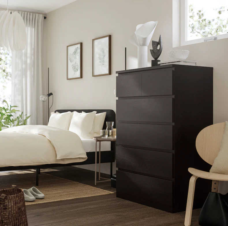 2025 IKEA MALM ladekast met 6 lades ?C Zwartbruin, 80 x 123 cm, modern design