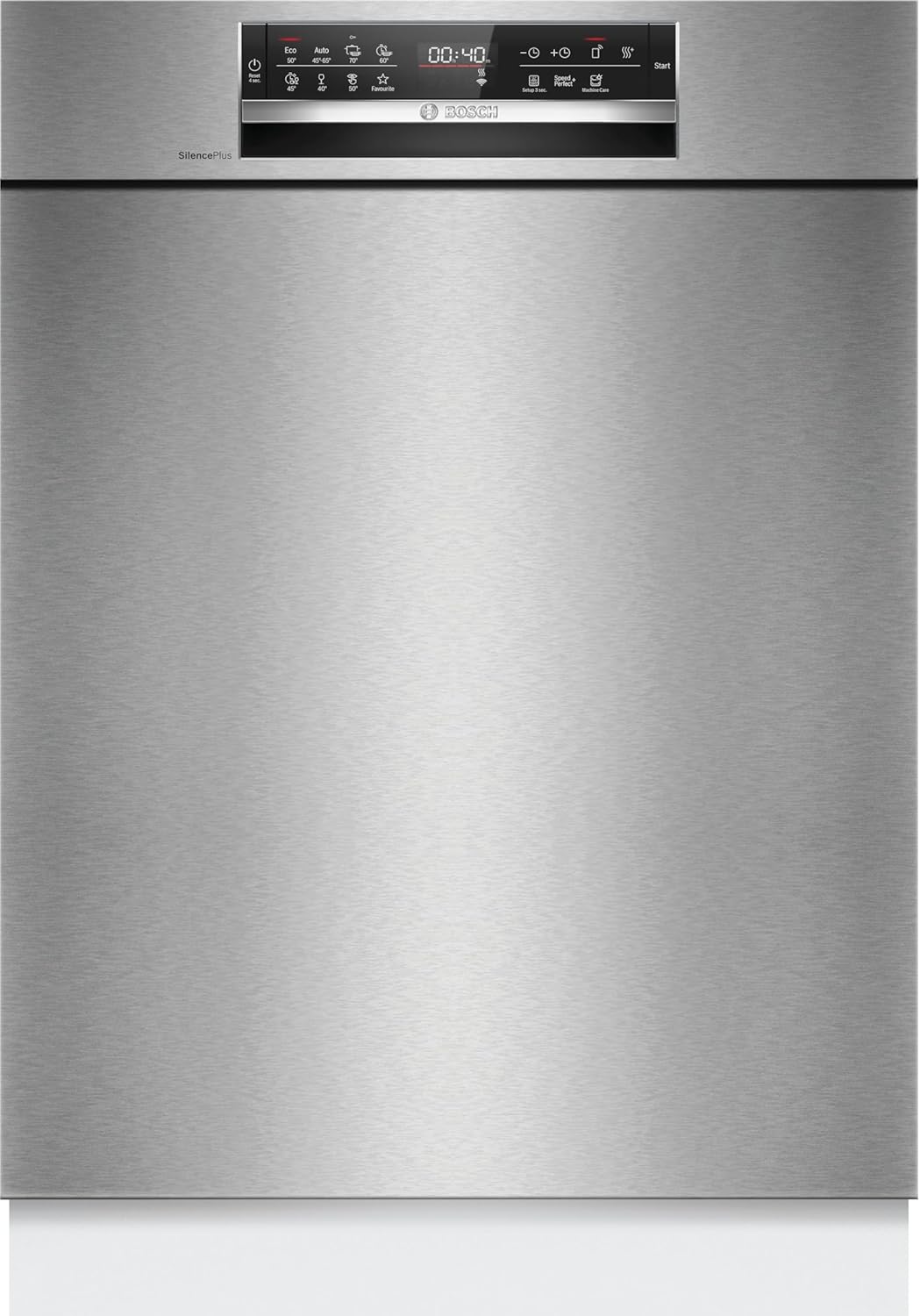 Bosch SMU4ETS08E, Serie 4, Smarter Unterbau-Geschirrspüler 60 cm, Besteckkorb, Spülmaschine mit Programmassistent, besonders Leise, höhenverstellbarer Oberkorb, Automatische Türöffnung, Edelstahl