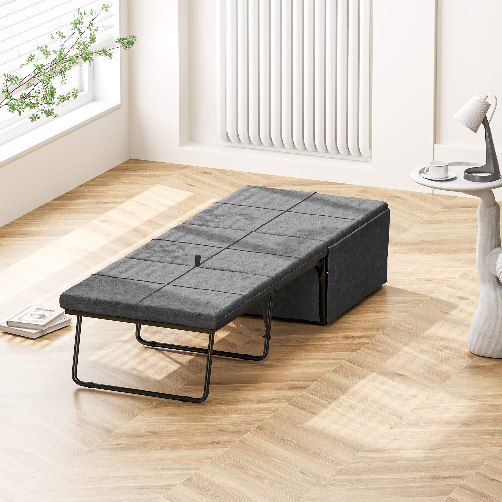 Opklapbaar Bed, met Matras en Stofhoes, 190 x 69 x 38,5 cm, Grijs