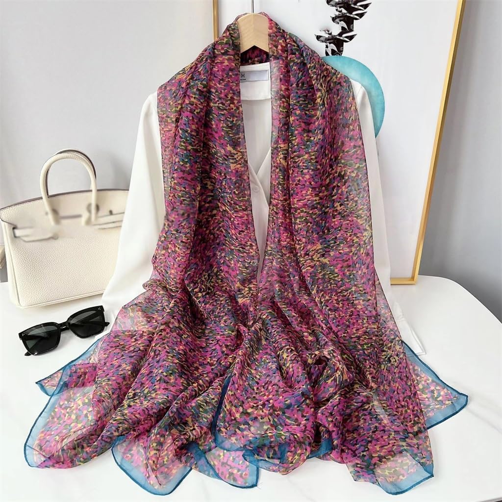Weicher Gazeschal für Damen, großes bedrucktes Strandtuch, kleines Blumenmuster, Sonnenschutz für den Urlaub (d 180 x 135 cm)
