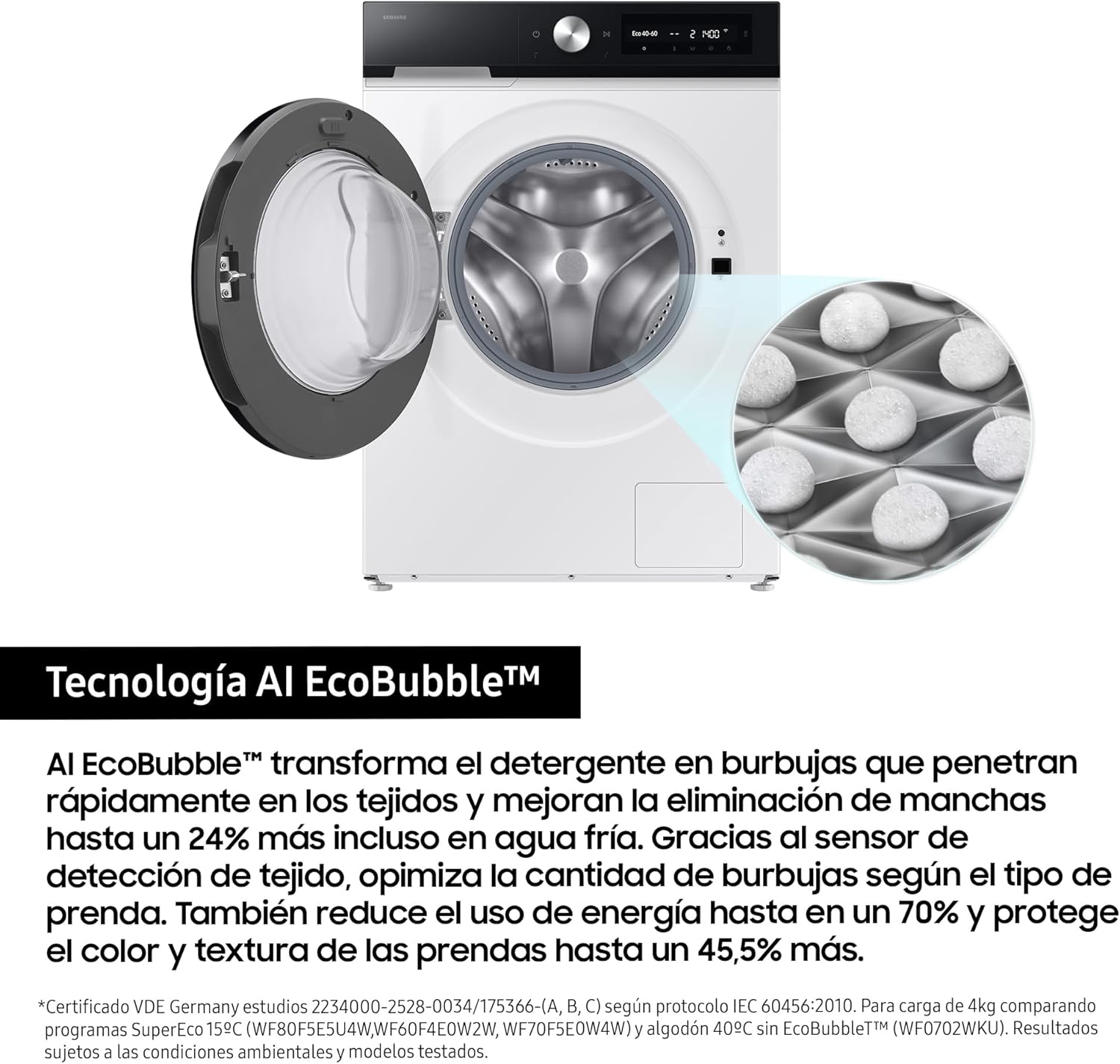 WW11DB7B94GEU3 Waschmaschine, 11 kg, SmartThings und AI Ecobubbe™, Klasse A, Weiß