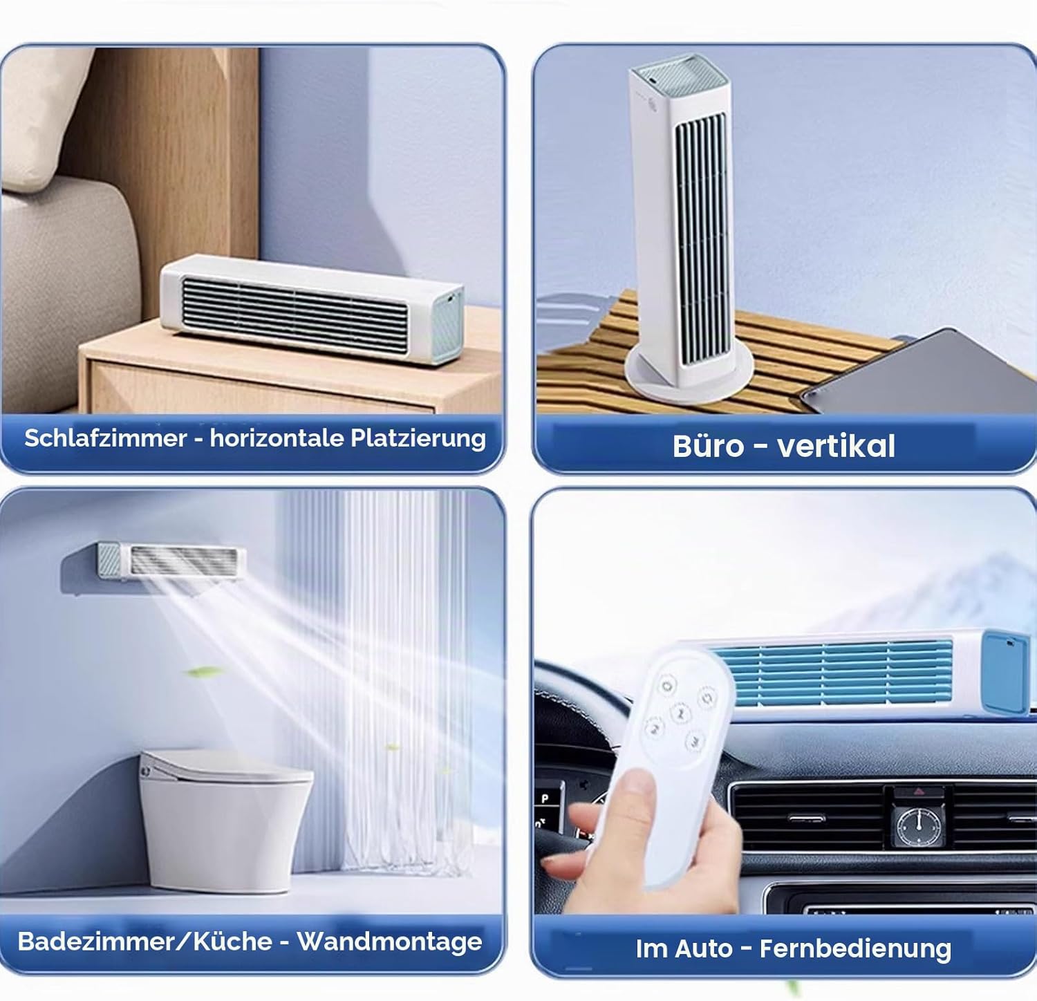 Kabelloser Raumkühler mit Fernbedienung, 3 Stufen, langer Luftauslass, ideal für Schlafzimmer und Büro