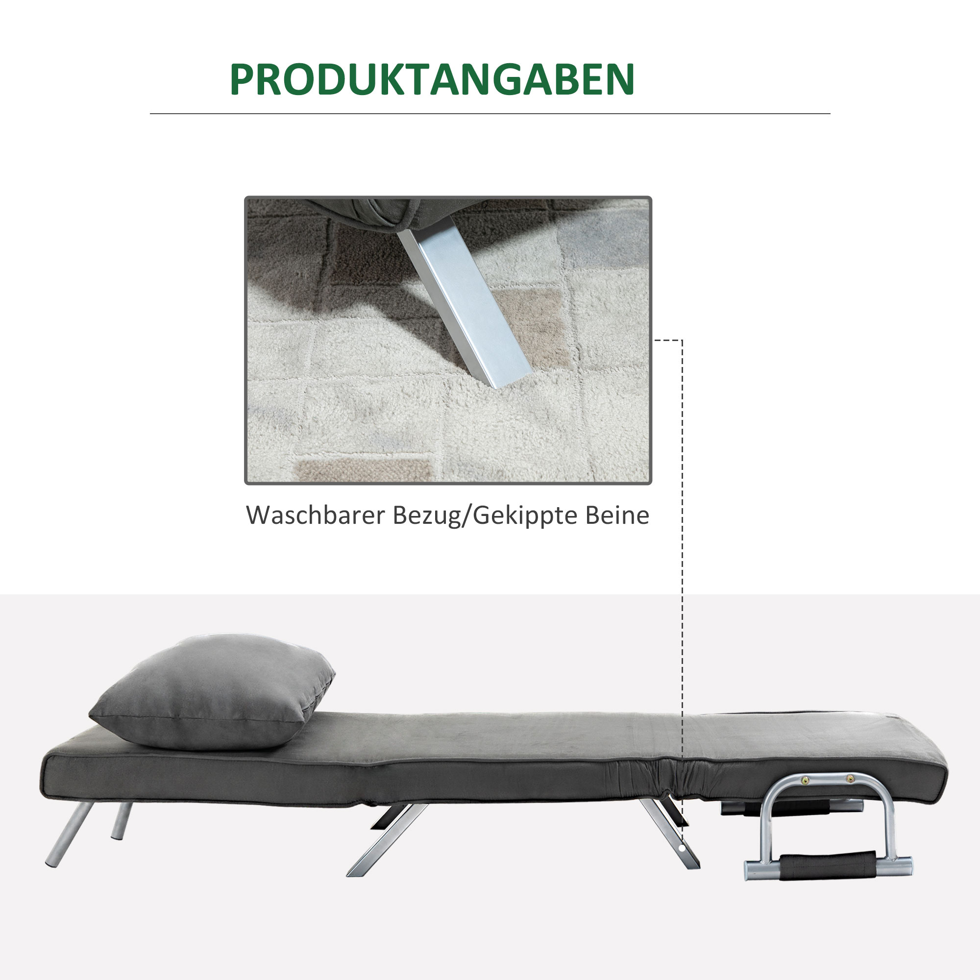 3-in-1 slaapbank, logeerbed, fauteuil inclusief kussens, zwart