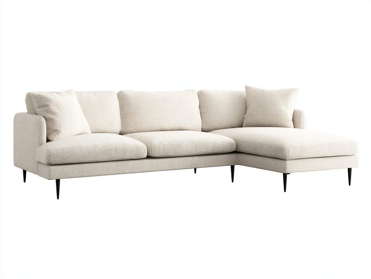 Ecksofa-Stoff-Metall-282x170x86 cm-Beige-Moderner Stil