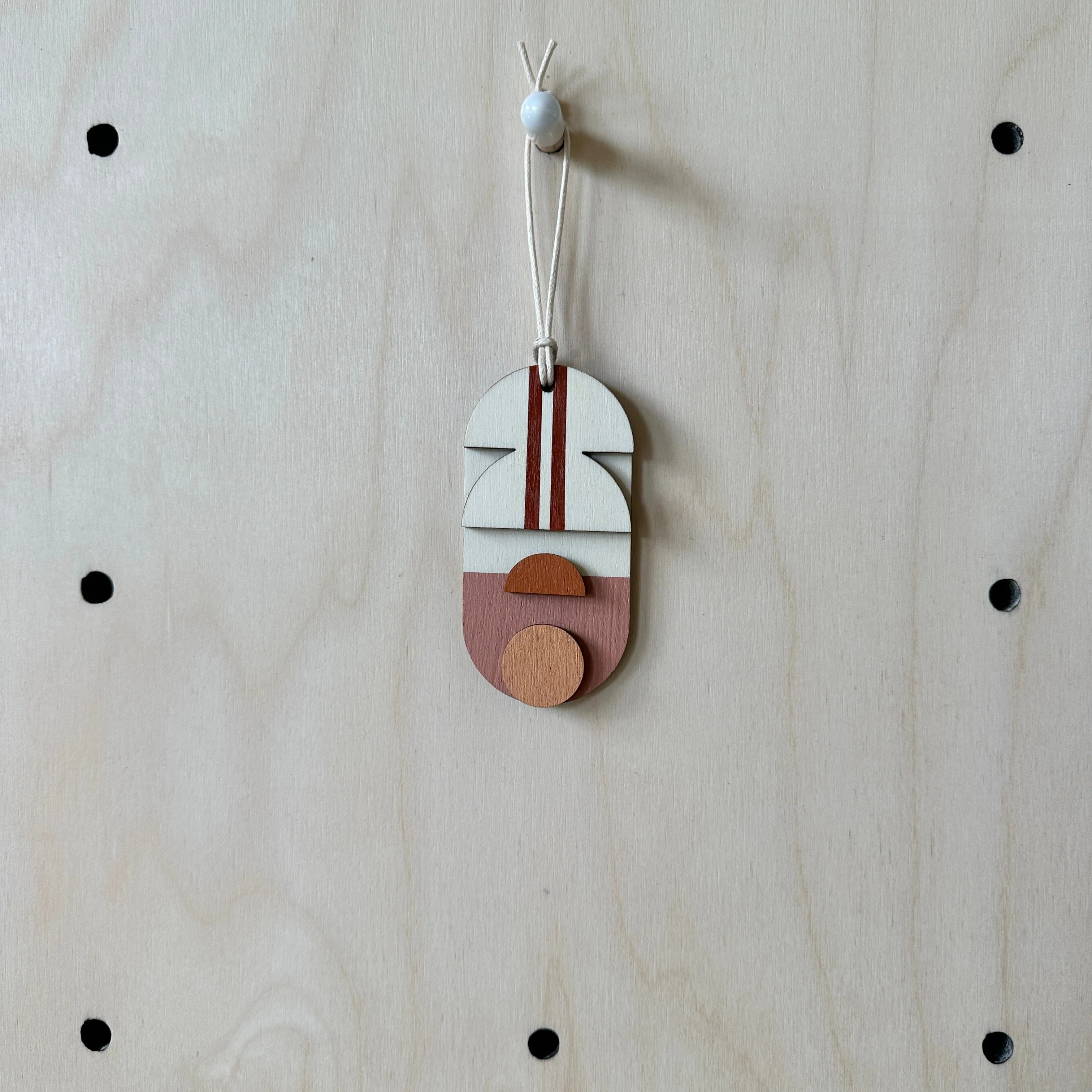 Warm Tones Small Geometric Wall Hanging - Mini Mid-Century Wall Art - Little Wooden Decoration - Contemporary Wall Decor