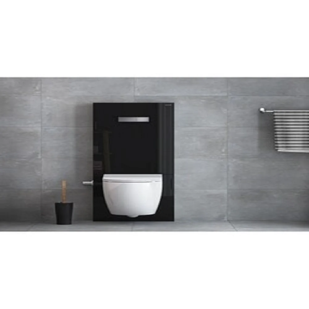 VitrA Vitrus Staande Spoelbak: Zwart met Armatuur voor Hangend Douchertoilet