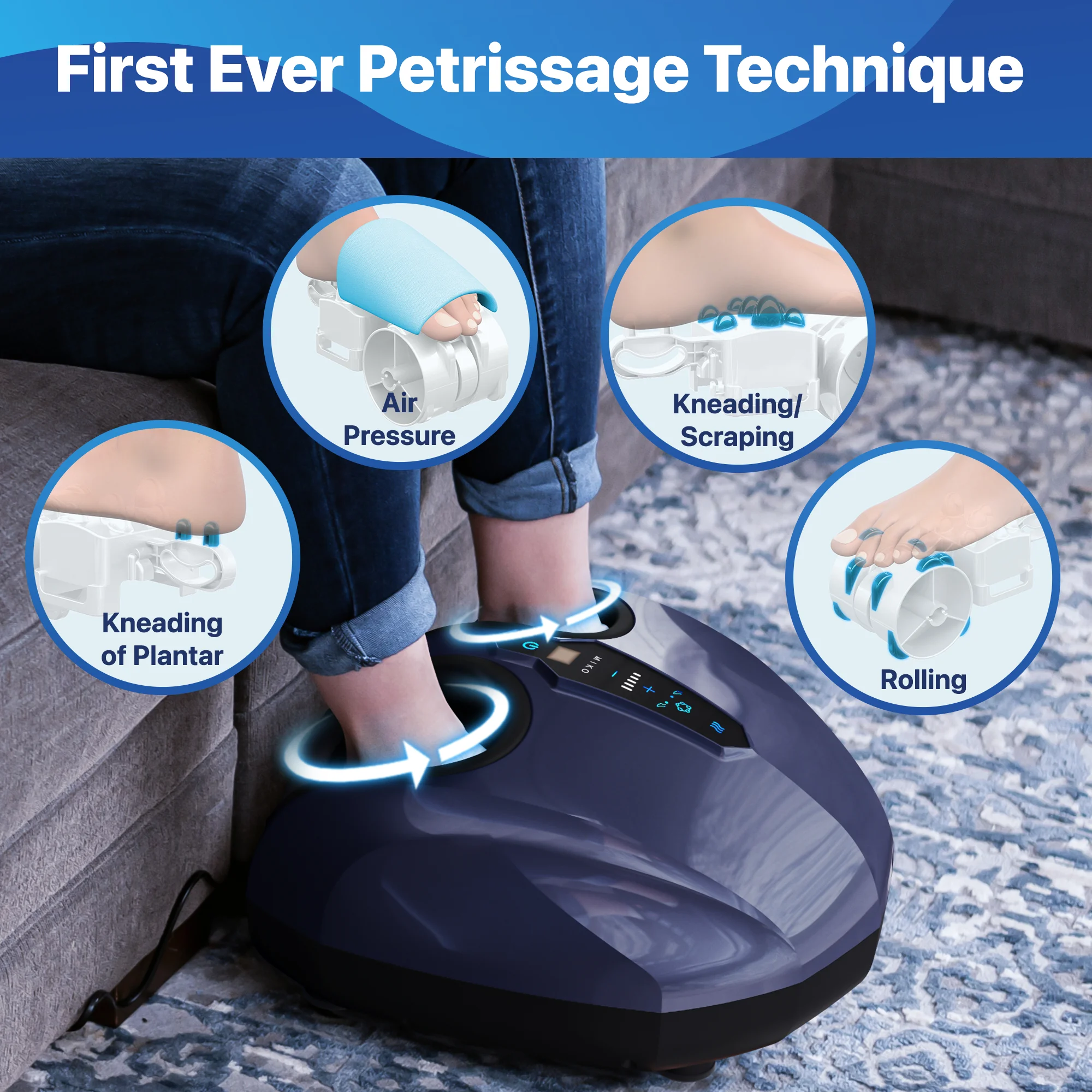 MIKO Shiatsu voetmassageapparaat �C diepe kneding, Shiatsu, luchtcompressie en warmtetherapie �C touchscreen �C 2 draadloze afstandsbedieningen