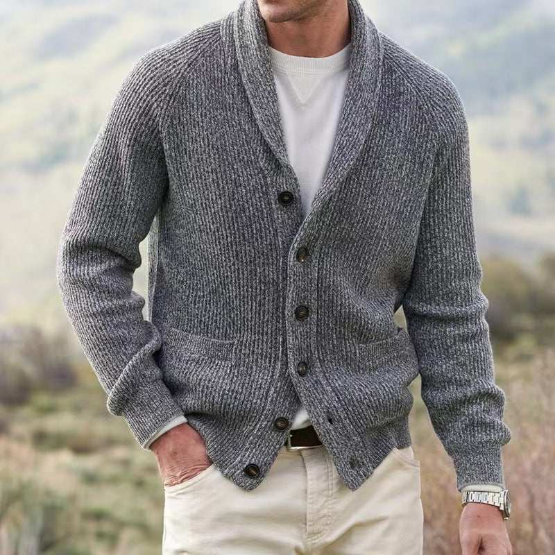Herren Strickjacke mit V-Ausschnitt aus Wollmix | Vintage Cardigan mit Knopfleiste | Klassische Strickjacke f��r Herbst und Winter