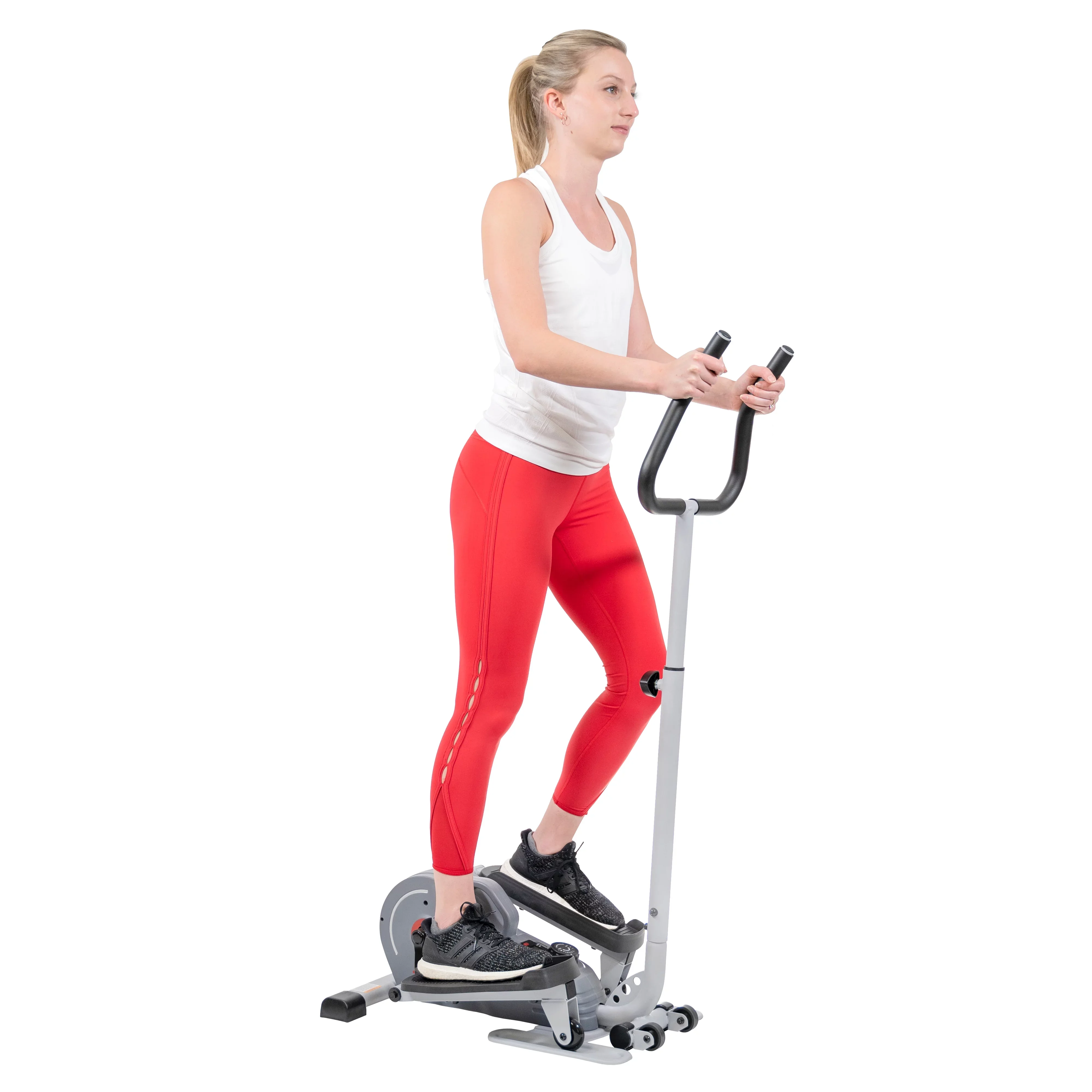 Sunny Health & Fitness Elíptica magnética compacta con manillar – stepper portátil para entrenamiento en casa, modelo SF-E3988.