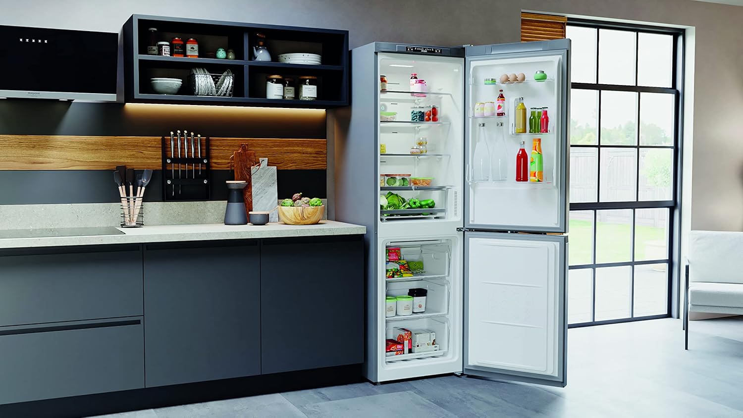 Bauknecht KGN 18D13IN Kühl-Gefrier-Kombination/EEK D /191,2 cm Höhe /201 kWh/Jahr/104L Gefrierteil/leise 34dB /Active Oxygen/Total NoFrost/Active-Inverter-Kompressor/Active Fresh, Silber