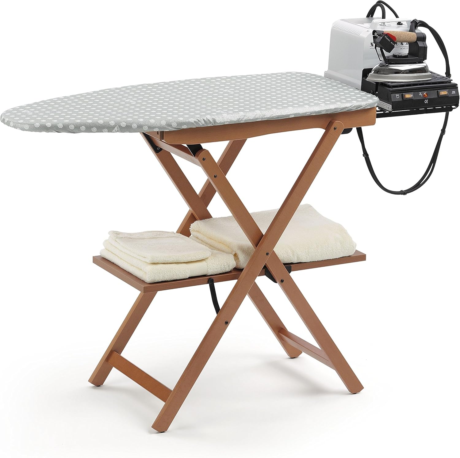 Klappbarer Bügeltisch, 622 ASTIR, Buche massiv, kirschbaumfarbig, Nicht höhenverstellbar, 135 x 45 x h87 cm - Arredamenti Italia AR_IT Il Cuore del Legno