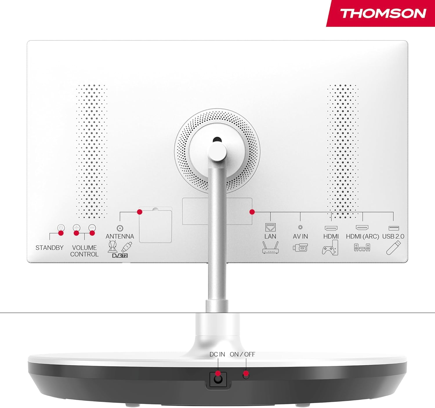 Thomson 32 Zoll (81 cm) Go TV, Tragbarer Android Fernseher – HD Ready (1366x768), Sprachsteuerung, Bluetooth 5.1, Wi-Fi, Hotspot-Funktion, Bis zu 4 Stunden Akkulaufzeit - 32HA4M44