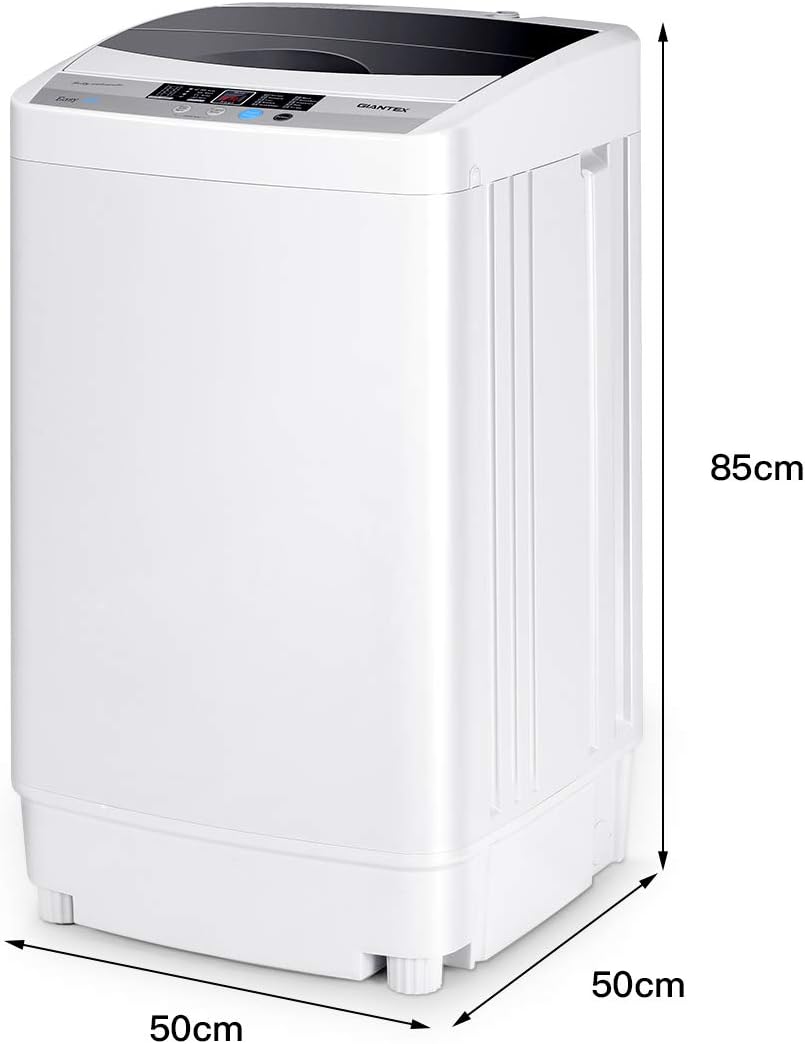 GOPLUS Waschmaschine Vollautomat 4,5 KG, Waschvollautomat mit Schleuder, 10 Programme, LED Dispaly, inkl. Ablaufpumpe, Toplader Waschmaschine ideal für Apartments und Wohnmobile, 50 x 50 x 85 cm