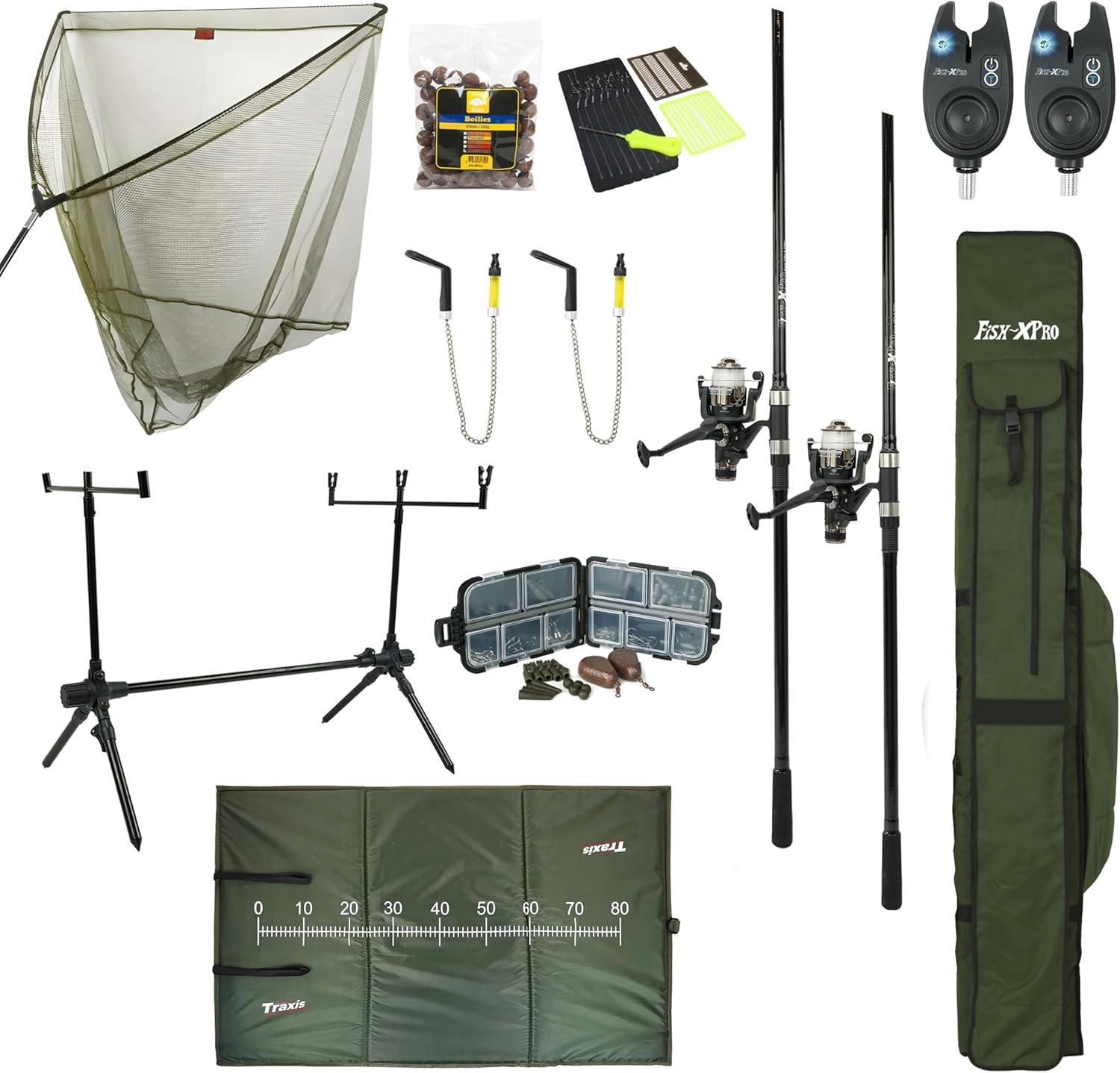 Karperset - Komplette Angelausrüstung für Karpfenangler - Rute, Rolle, Bissanzeiger, Swinger & Mehr - Hochwertiges Set für Anfänger und Experten - Inklusive Futteral