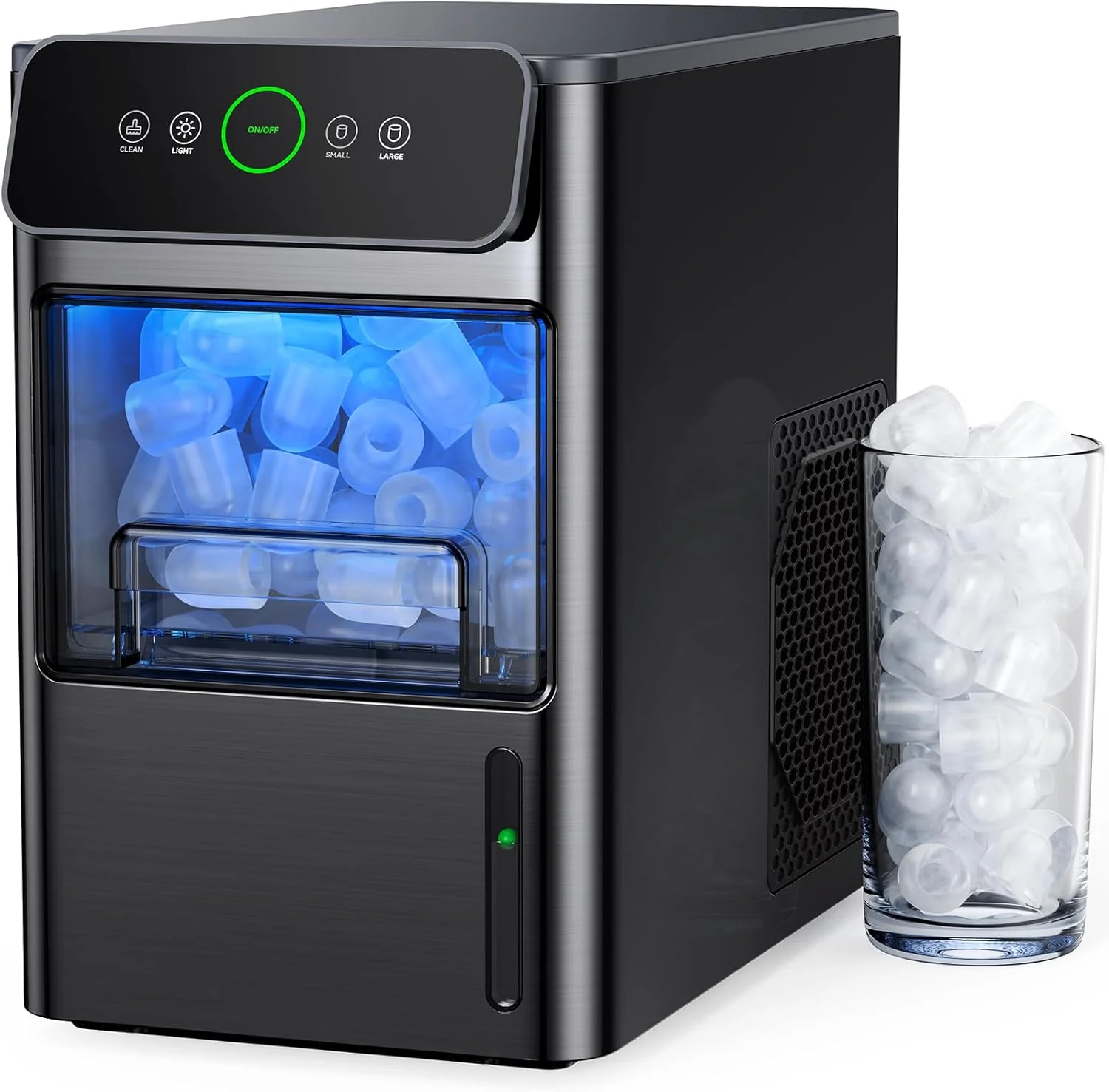Silonn Countertop Ice Maker. 9 Cubes Ready in 6 Mins. 26lbs in 24Hrs. Portable Ice Machine with Self-Cleaning. 2 Sizes of Bullet Ice for Home/Kitchen/Party/RV. Black