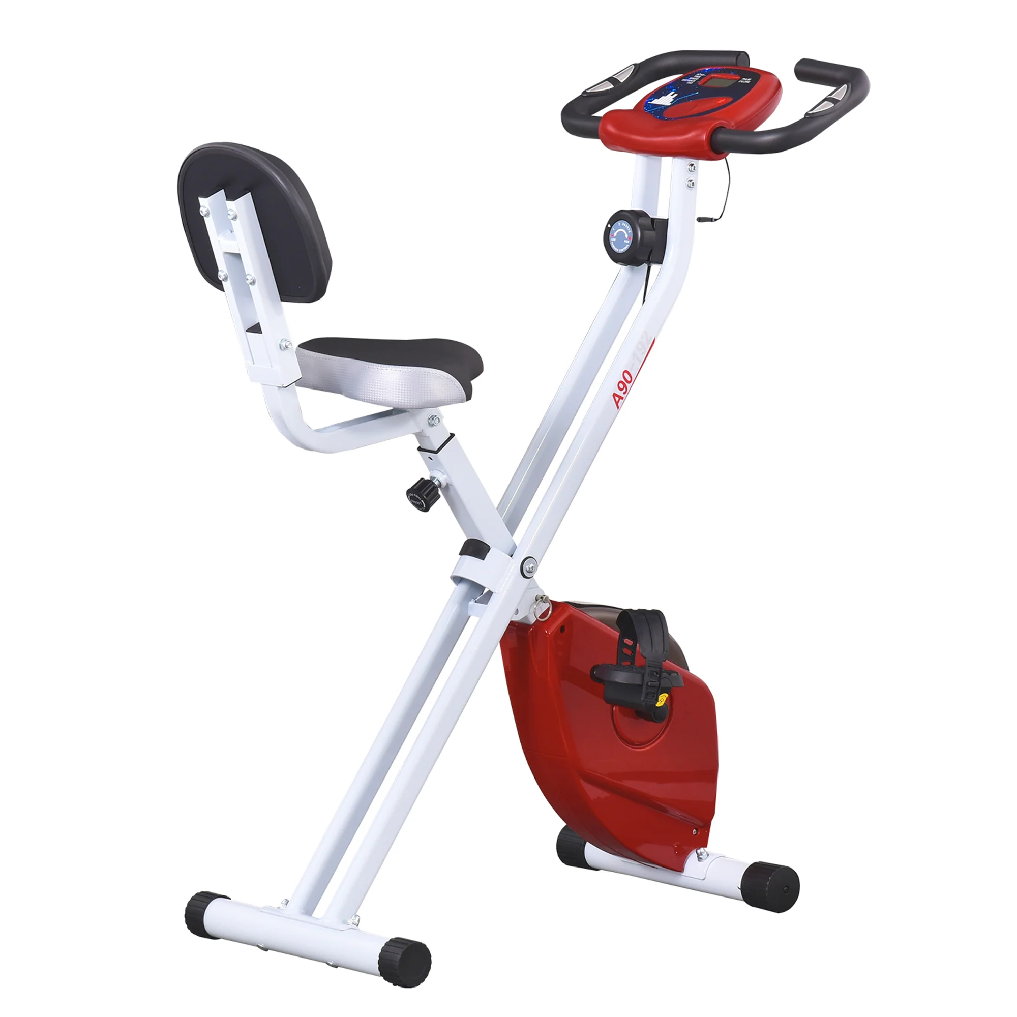 HOMCOM Hometrainer, fietstrainer, trainingsfiets met in 8 niveaus instelbare magnetische weerstand, staal, wit, 43 x 97 x 109 cm