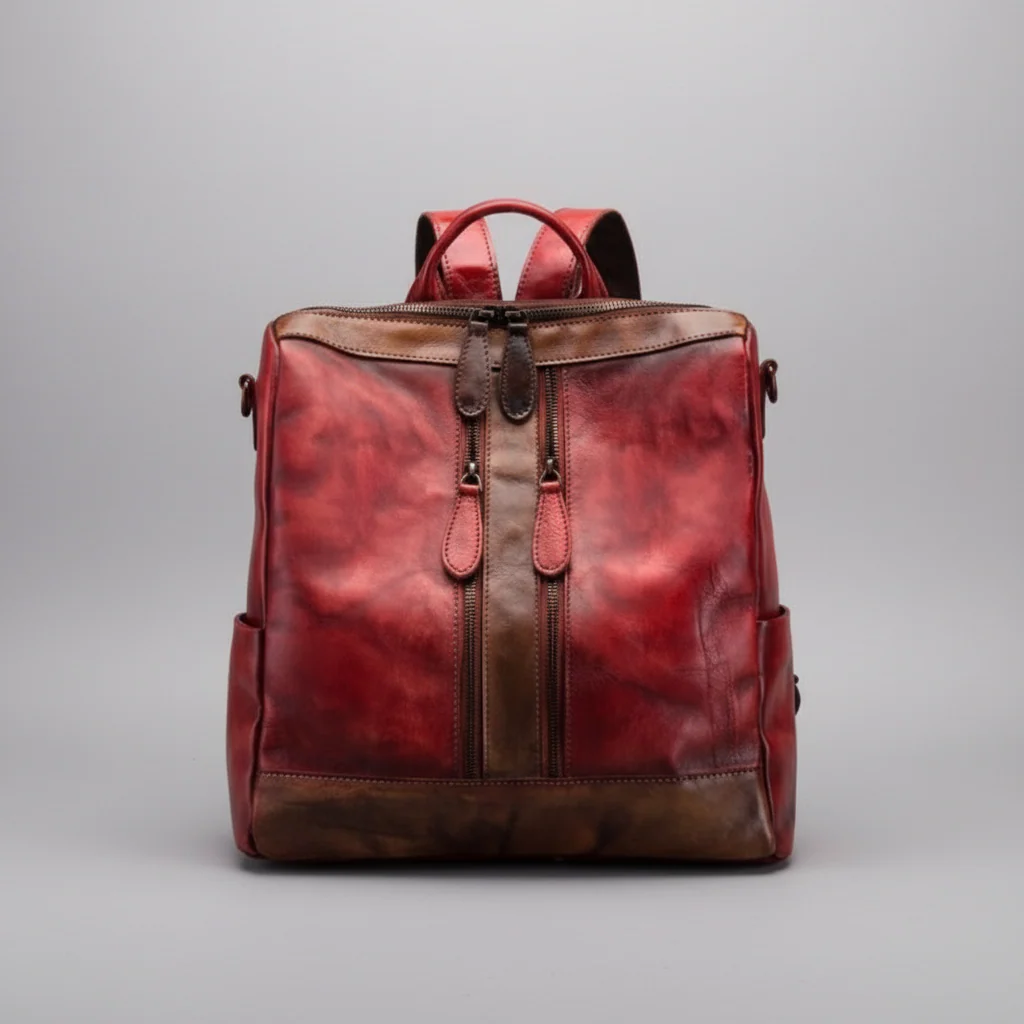 Vintage Womens Small Leather Backpack Purse With Headphone Cable Hole leather Rucksack Bag For Women