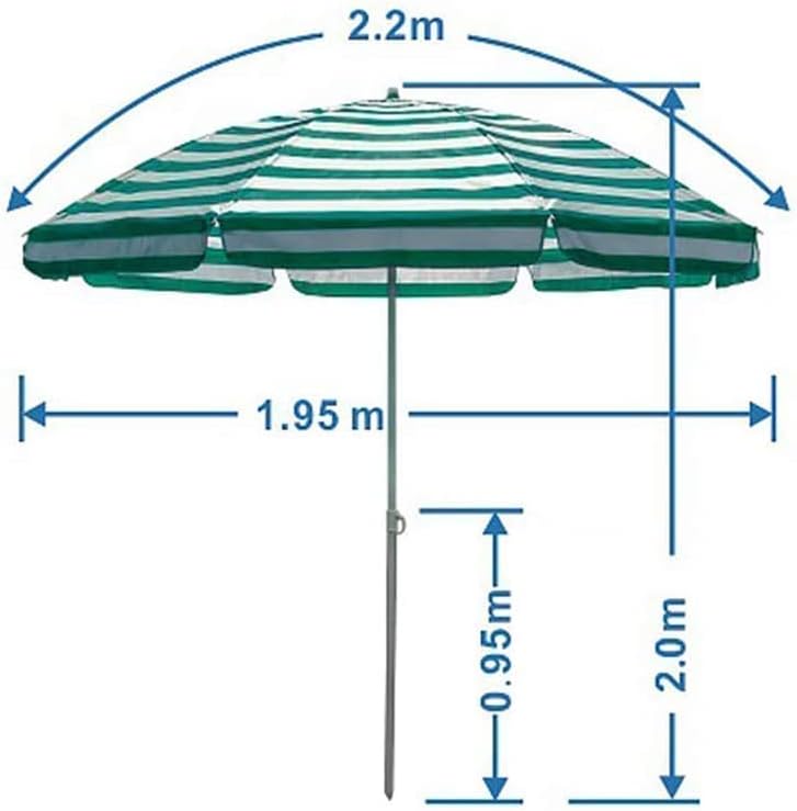 Sonnenschirm 2M/2,2M/2,5M Streifen-Strandschirm, Gartenschirm-Sonnenschutz im Freien mit 8 Rippen für Strand/Pool/Terrasse