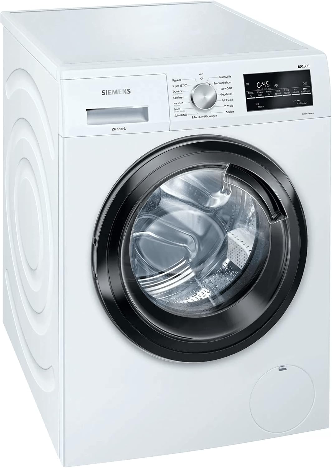 Siemens WM14G400 iQ500 Waschmaschine / 8kg / C / 1400 U/min/Outdoor Programm/varioSpeed Funktion/Nachlegefunktion/aquaStop, Wei/Schwarz