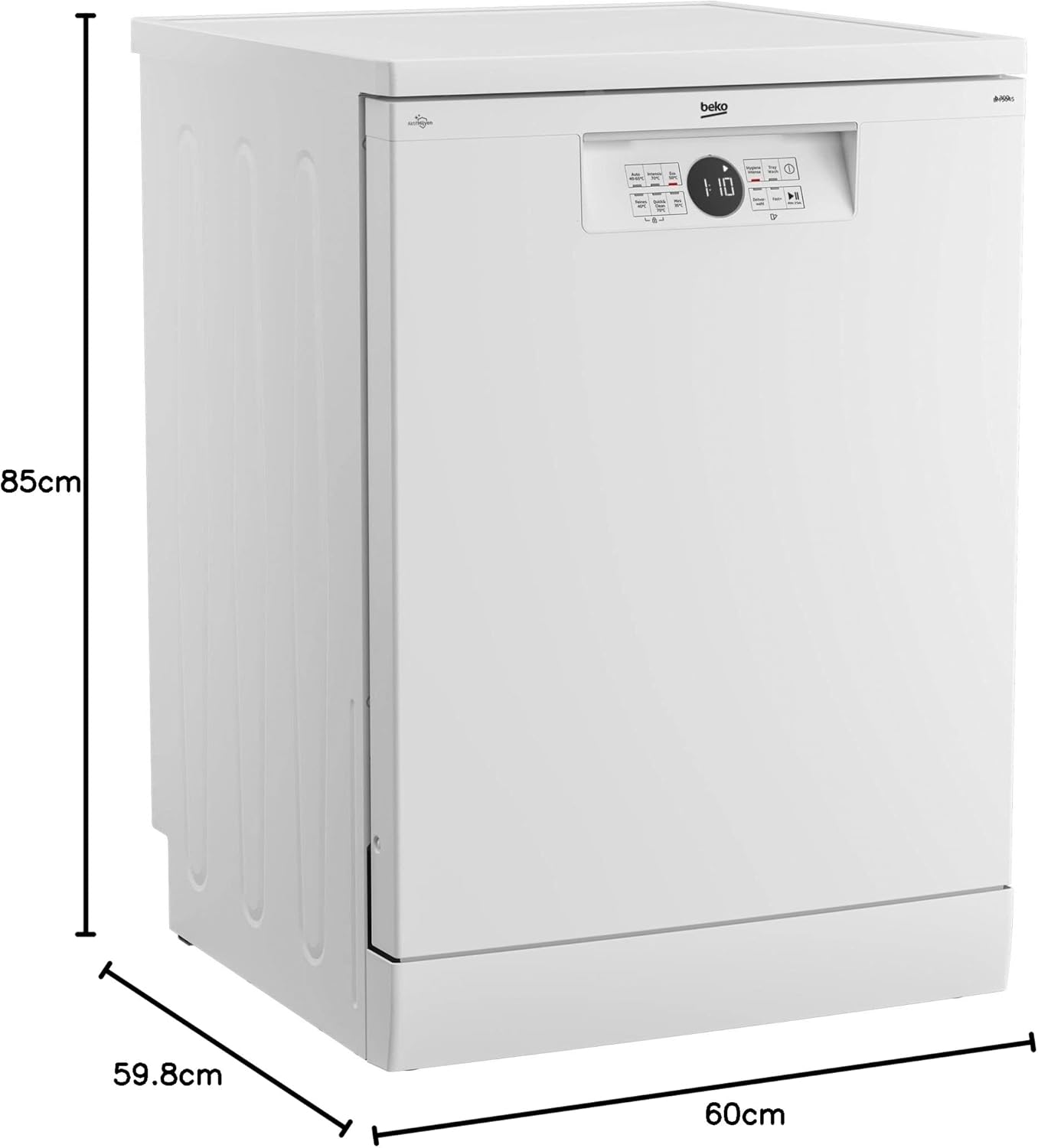 Beko BDFN26420W b300 freistehender Geschirrspüler, unterbaufhig, Platz für 14 Magedecke, Pro  Inverter Motor, TrayWash, HygieneIntense, 6 Programme, WaterSafe+, Wei