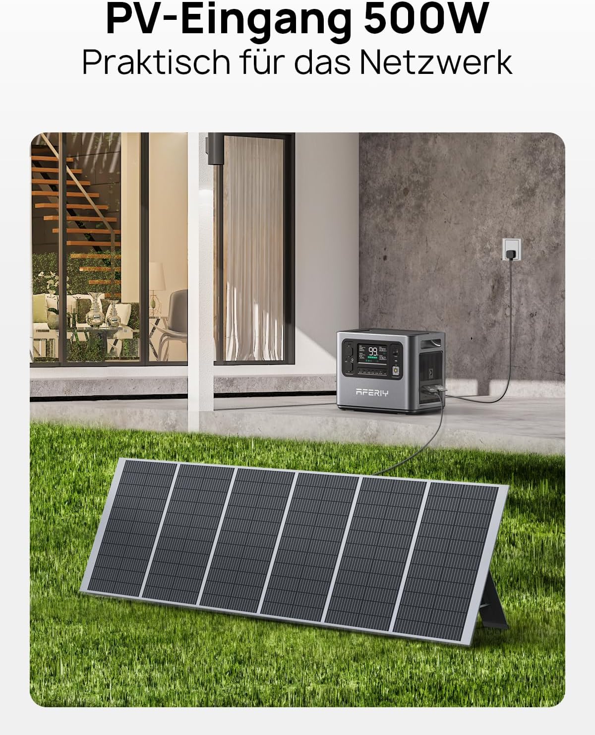 AFERIY Solar Generator 2400W mit 400W Solarmodule, 2048Wh Tragbare Powerstation (4800W Peak), LiFePO4 Batterie, 220V-240V, Faltbar Solarpanel mit USB, IP65, für Outdoor Camping, Reise, Stromausfälle