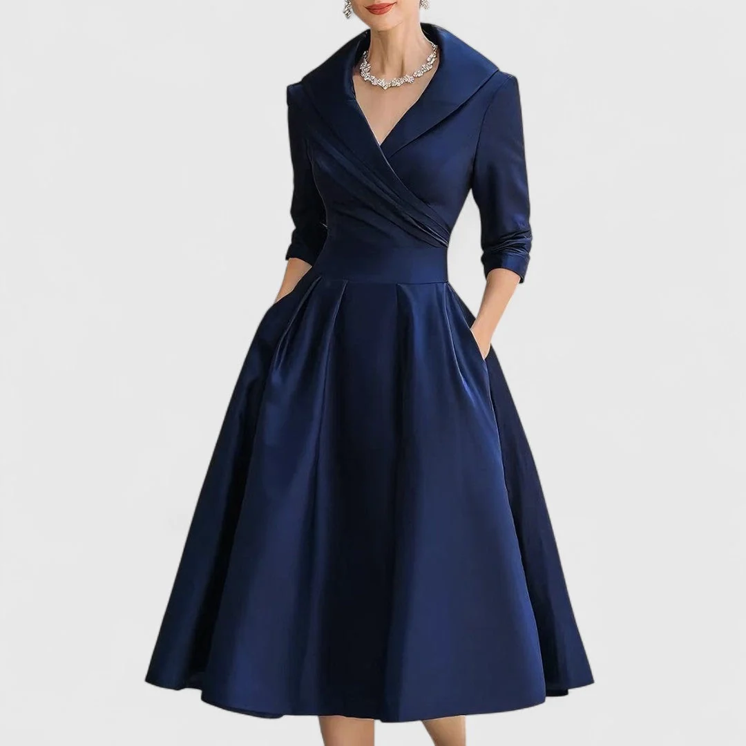 Midi-Kleid mit Wickeloptik und V-Ausschnitt