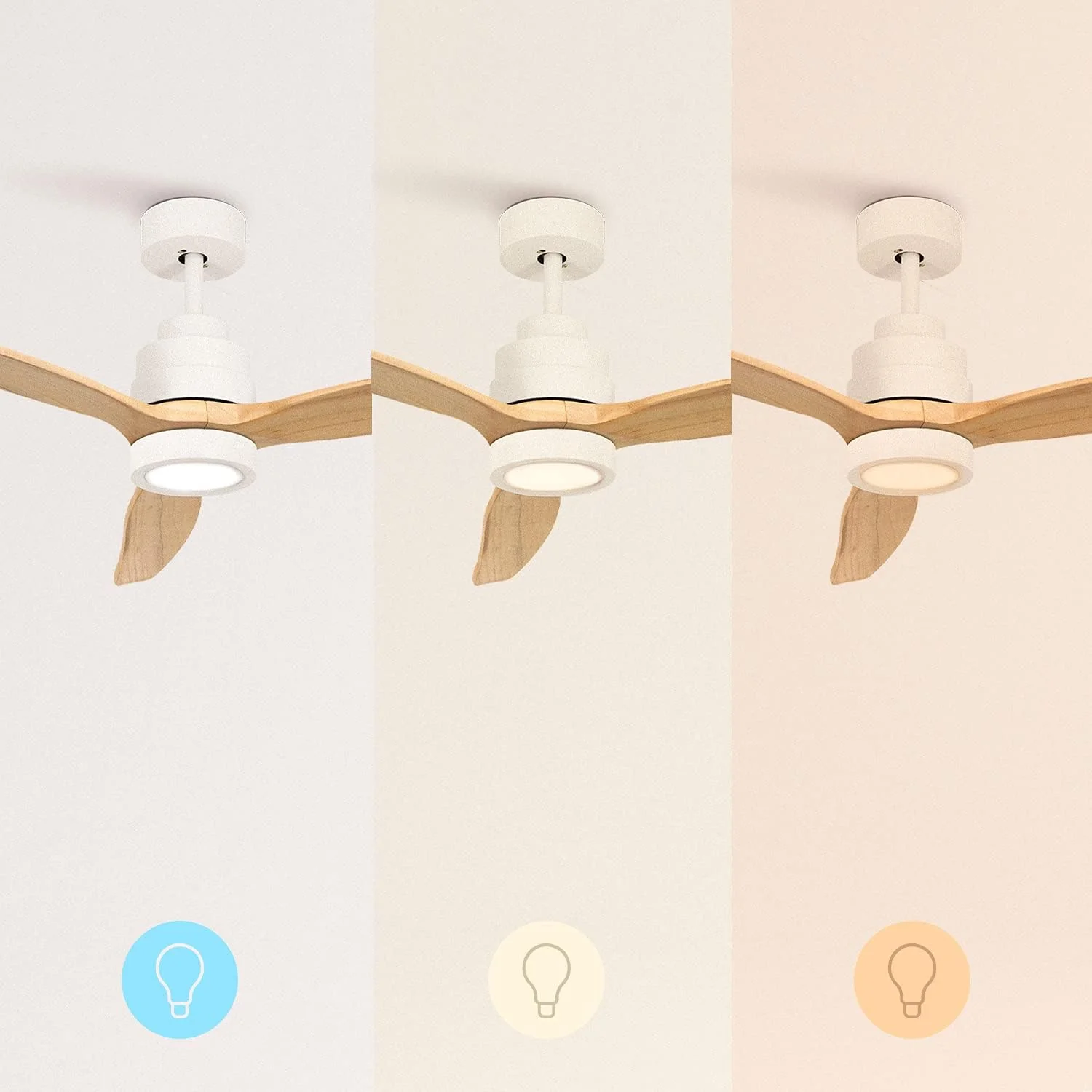 WINDSTYLANCE NATURAL WOOD, Ventilateur de plafond avec lumière, Wifi et télécommande, 6 vitesses