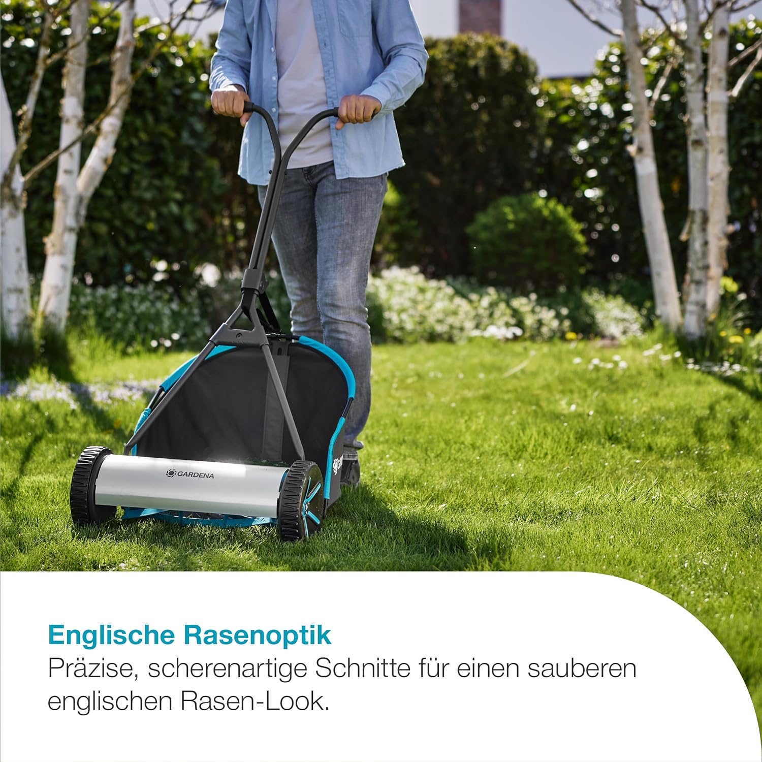 Gardena Spindelmäher Plus 400 Cylinder Lawnmowers: Englischer Rasen, 40 cm Schnittbreite, Kabellos, Mit Grasfangkorb, Für Rasenflächen bis zu 250 m² (11765-20)