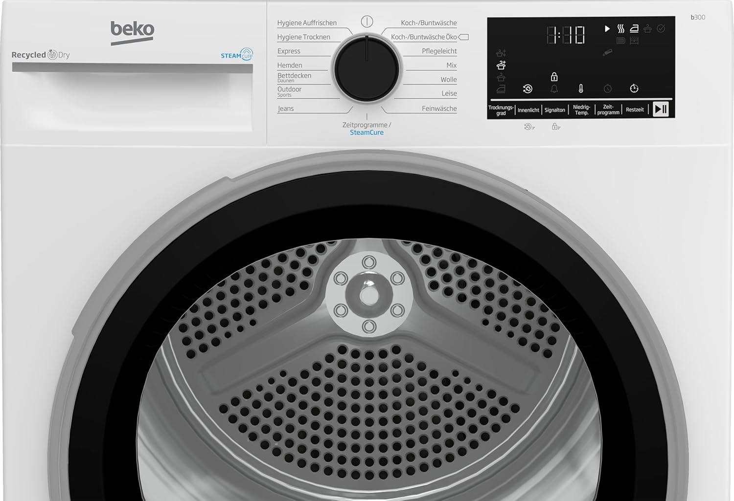 Beko B3T4224SD Wärmepumpentrockner, Wäschetrockner, 8 kg, allergikergeeignet, Hygiene Trocknen  und  Hygiene Auffrischen, SteamCure Dampffunktion, 15 Programme, Express, Weiß