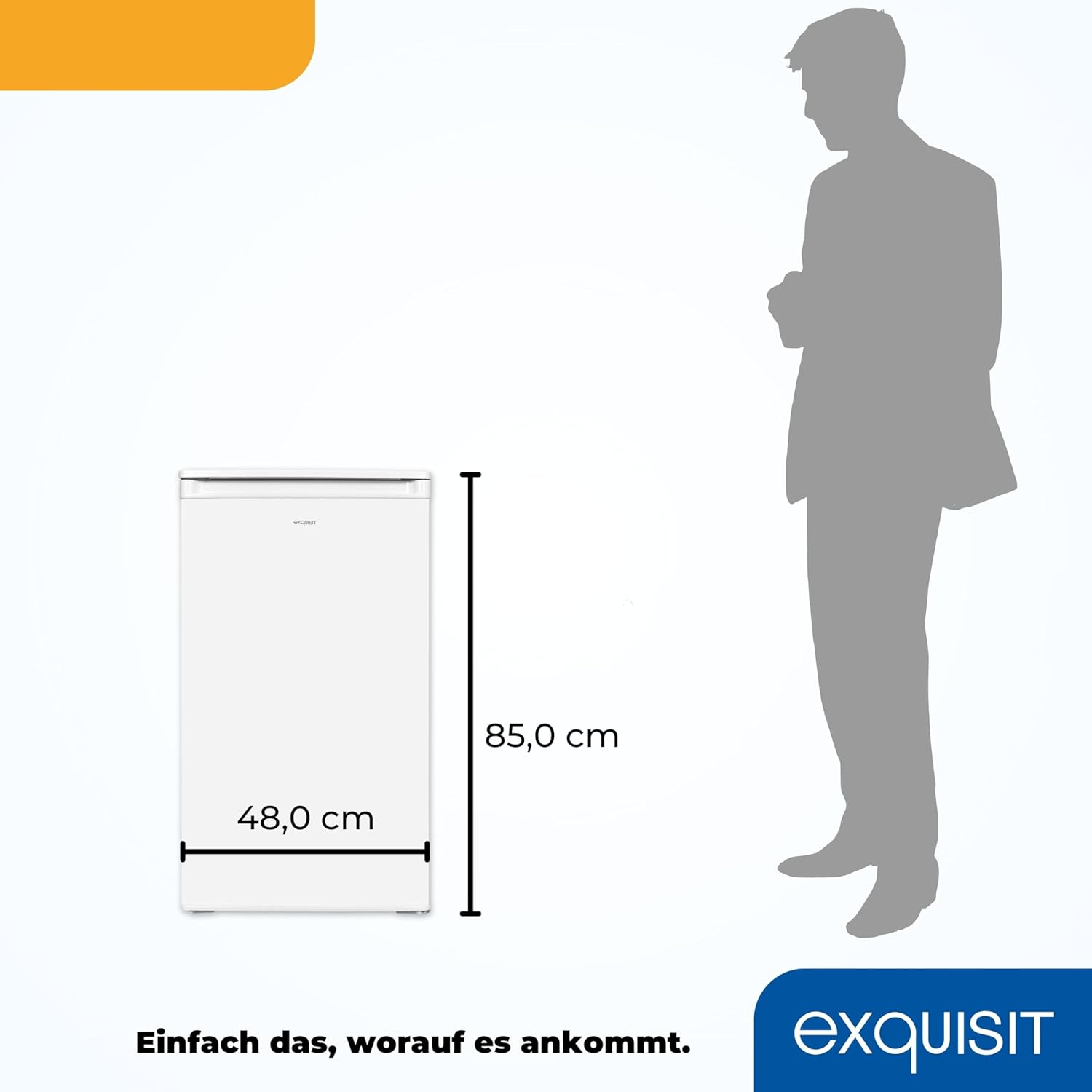Exquisit Kühlschrank KS117-3-041E weiss | 81 L Volumen | Kühlschrank mit Gefrierfach freistehend | LED | Gemüsefach | Freistehender Kühlschrank mit Gefrierfach