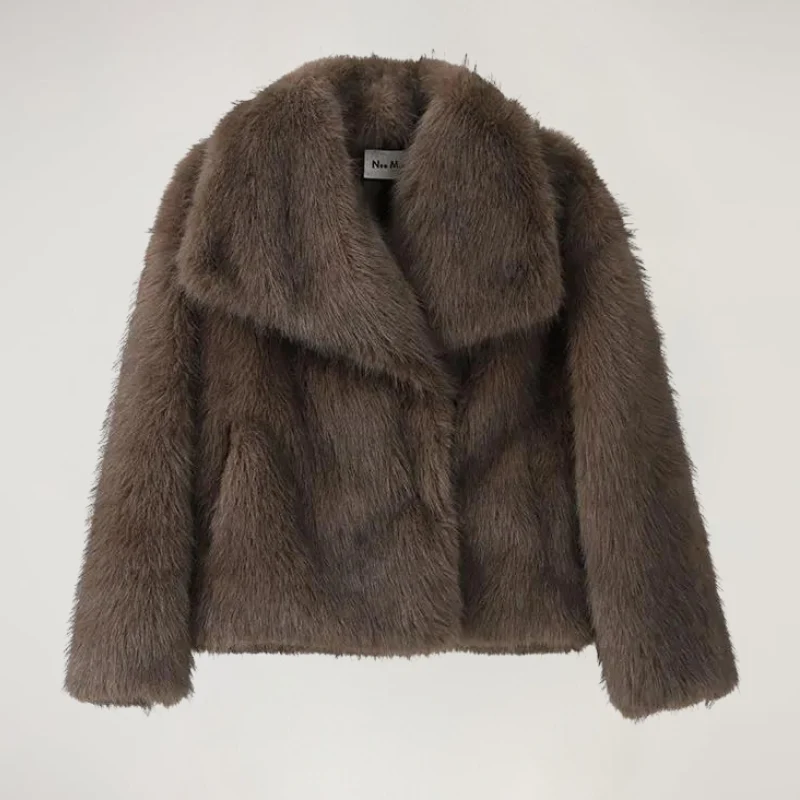 Eleganter Fake Fur Wintermantel f��r Damen