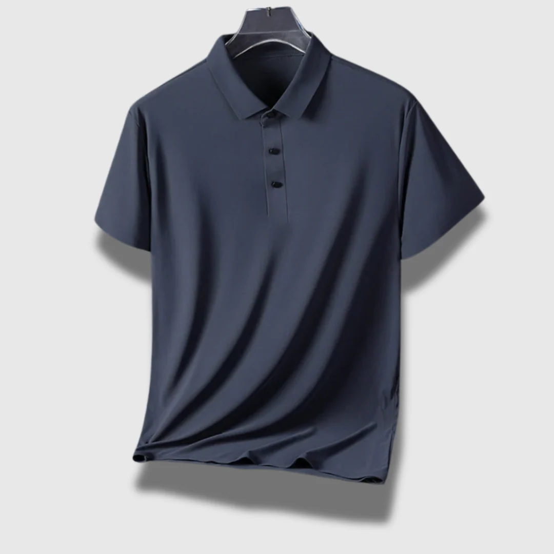 Klassisches Herren Poloshirt aus leichter Seide | Atmungsaktives Kurzarm-Polo mit Knopfleiste und Strukturkragen