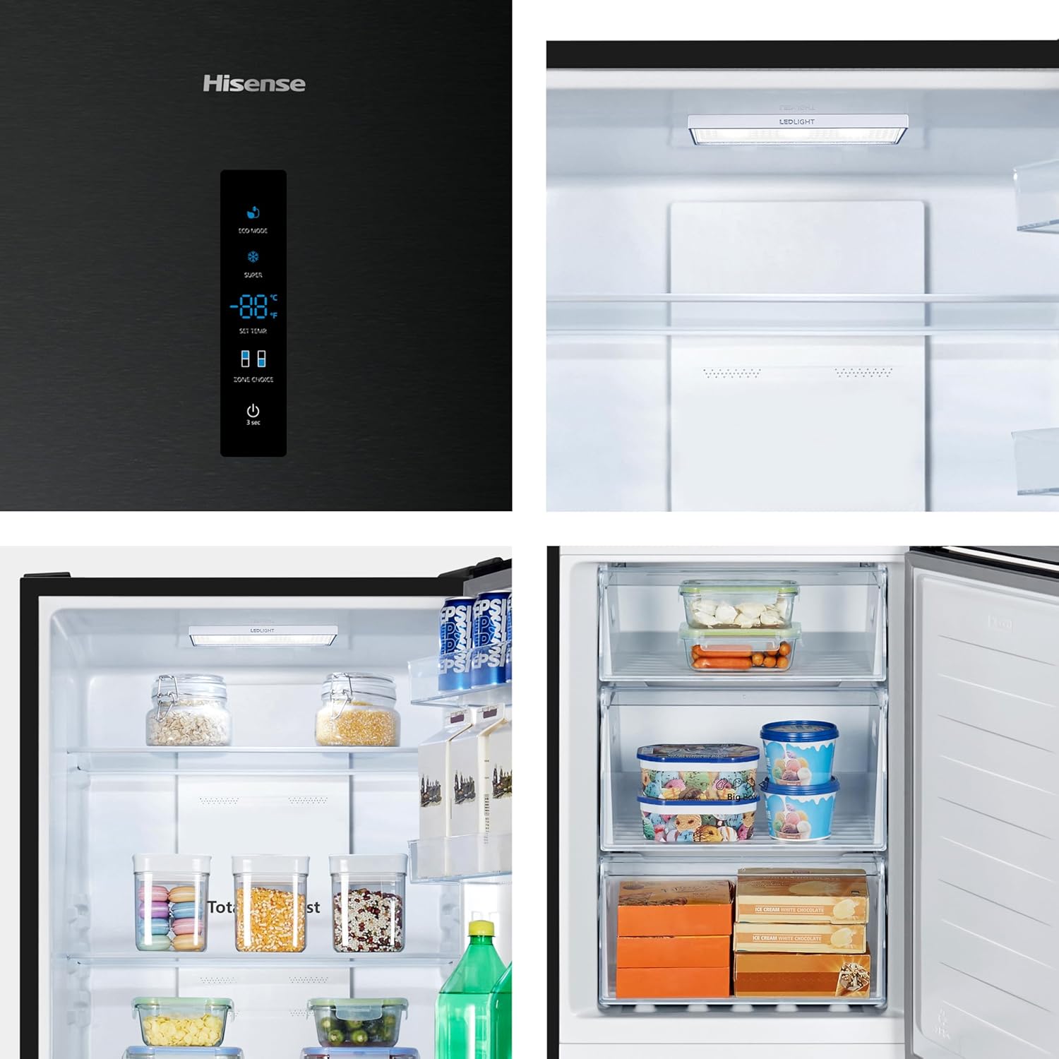 Hisense RB327N4AD2 Kühl-Gefrierkombination/ NoFrostPlus/ Multiflow 360°/ HolidayMode/ FreshZone/ 182,4 cm/ Kühlteil 171 l/ Gefrierteil 85 l/ 41 dB/ 287 kWh/ Jahr/ Edelstahl-Look